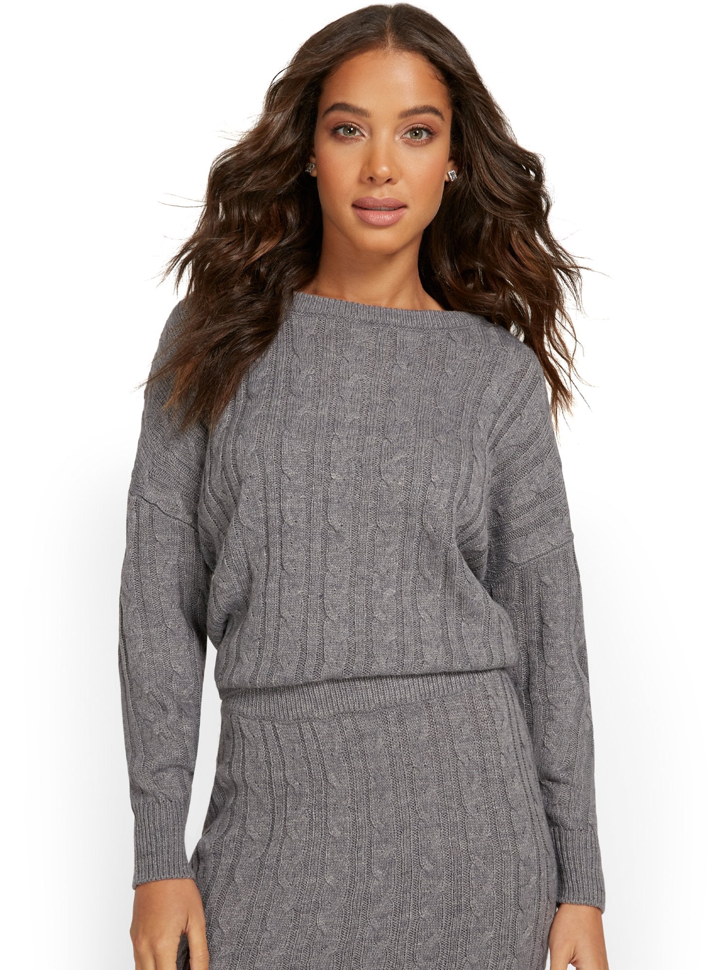 Cable-Knit Pullover Sweatshirt - Image 2