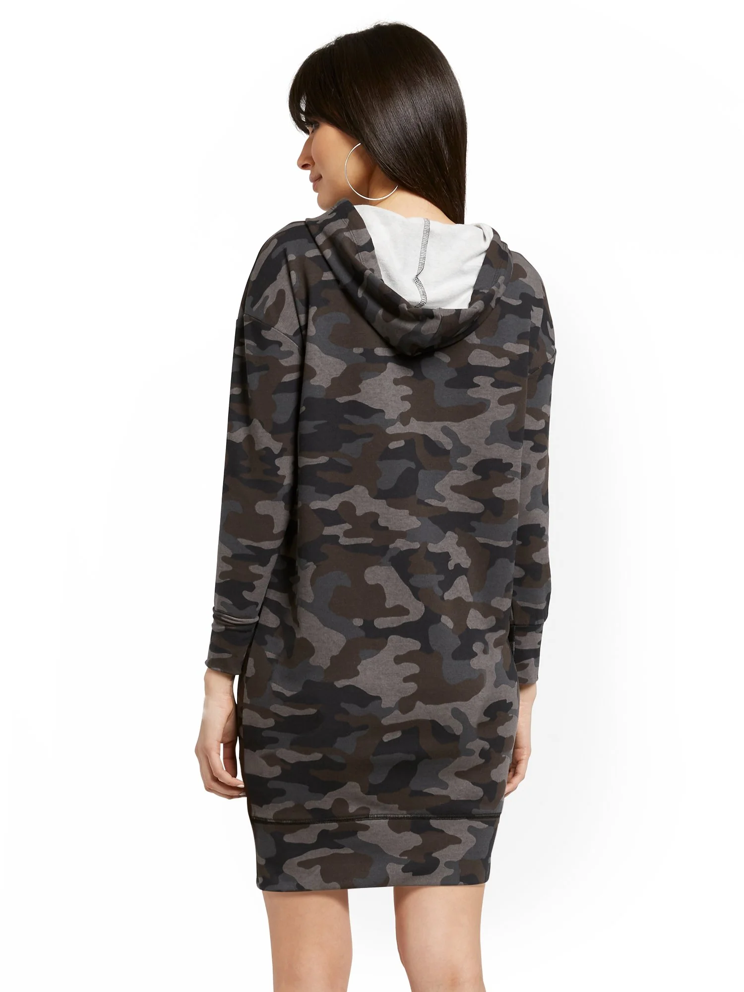 Camo-Print Hoodie Sweatshirt Dress - Image 3