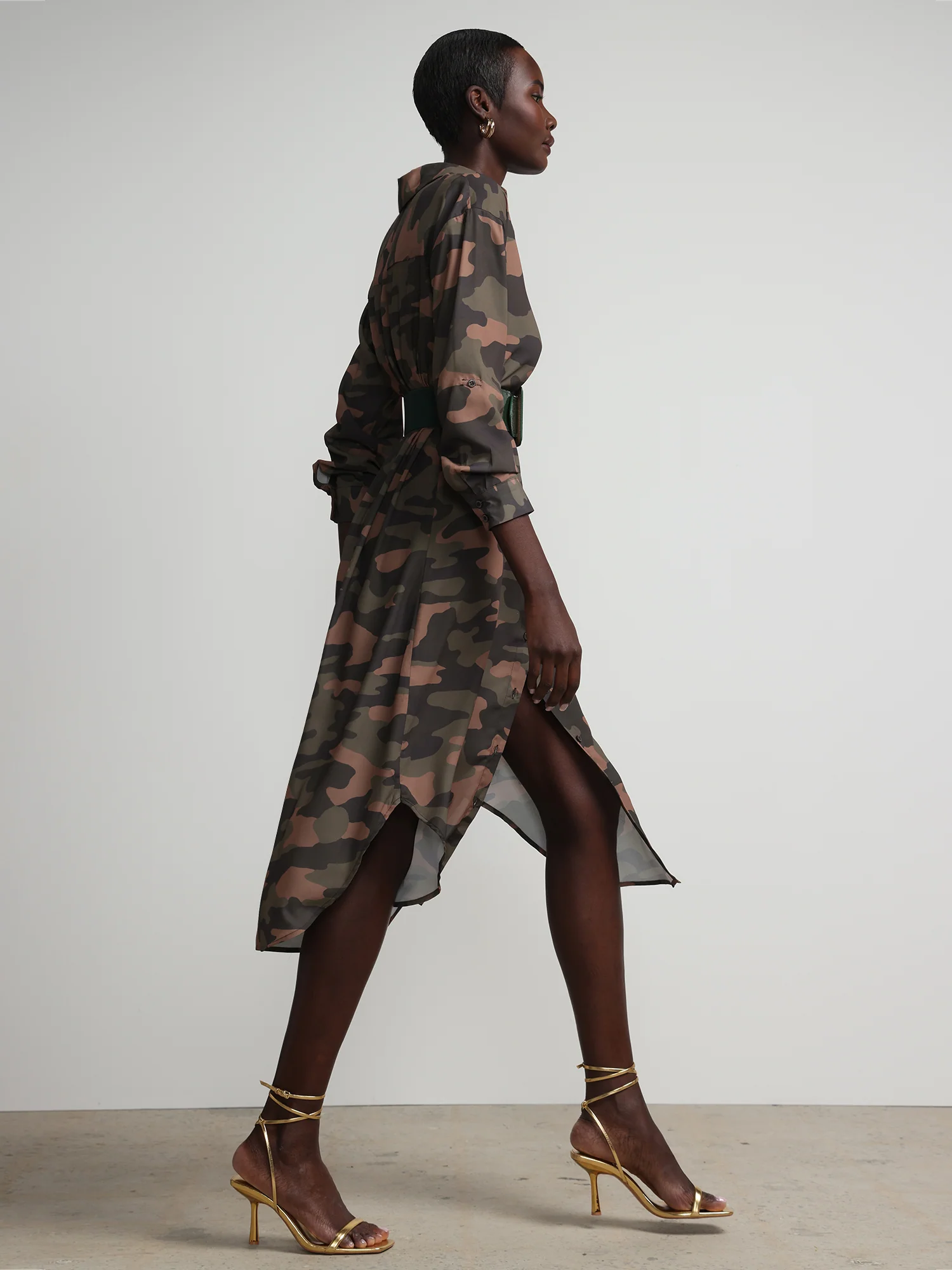 Camouflage Button-Front Maxi Top - Image 2