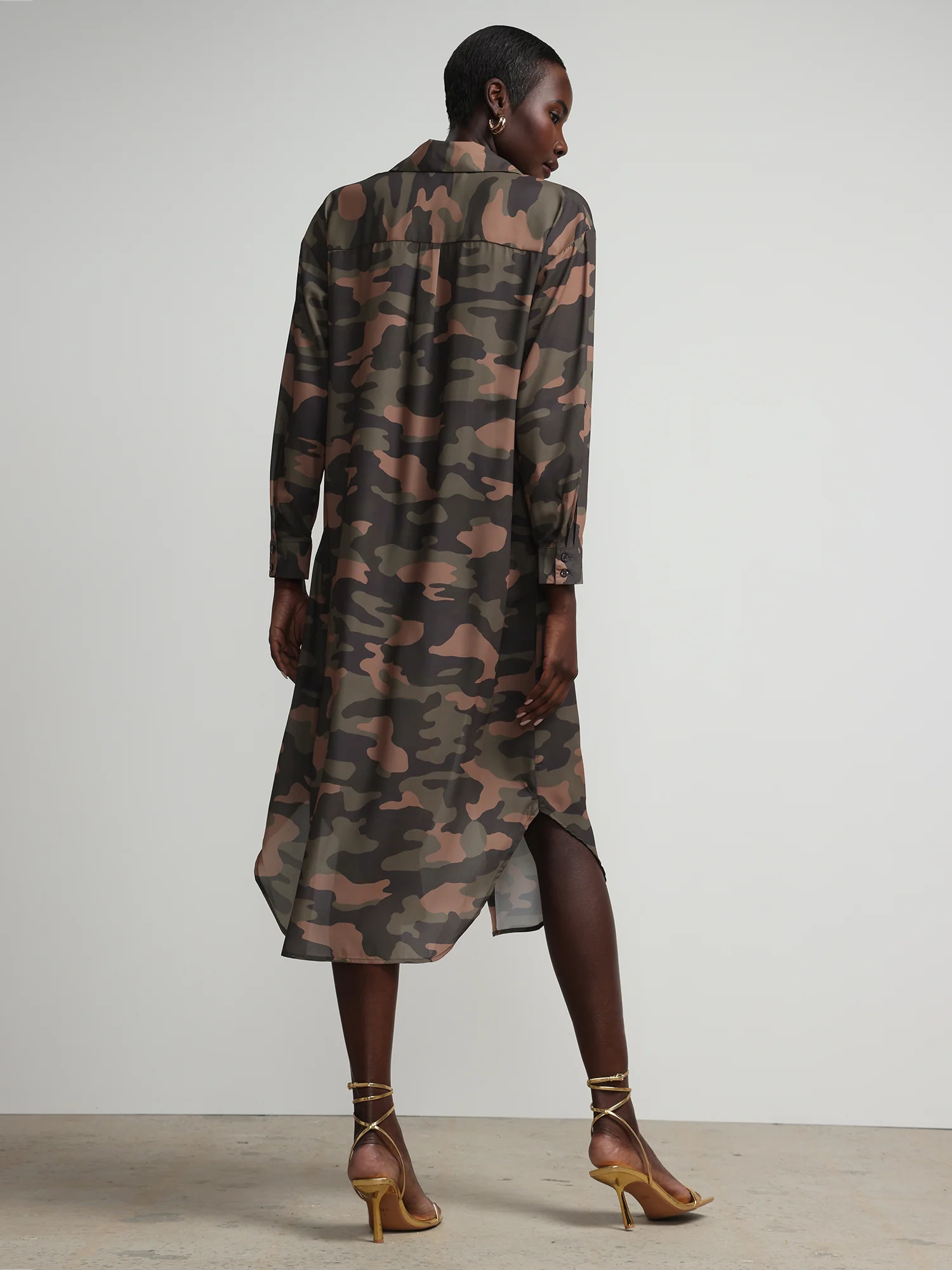 Camouflage Button-Front Maxi Top - Image 3