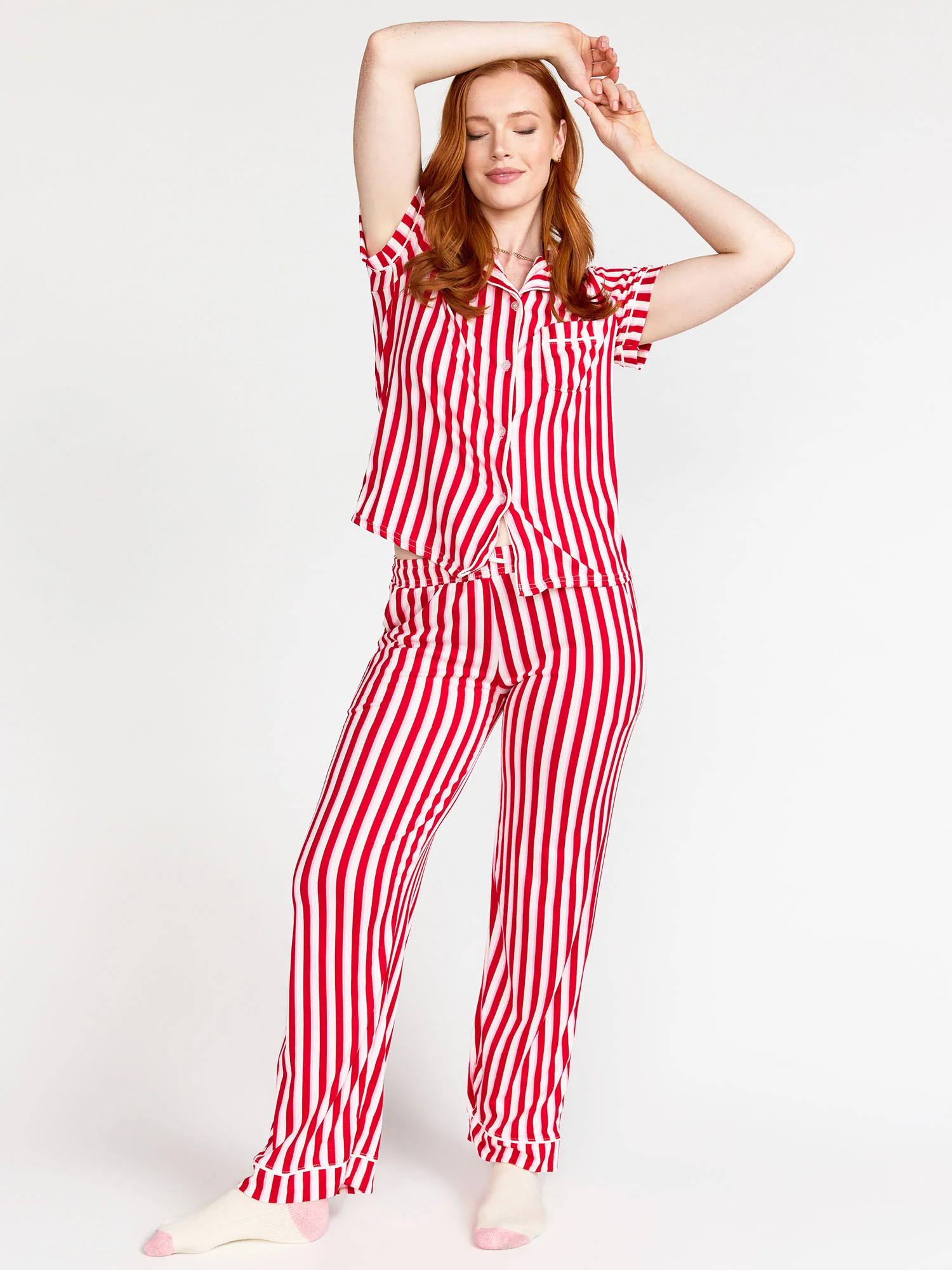 Hello Mello Candy Cane Stripe Holiday Pajama Top - Brands We Love - Image 3