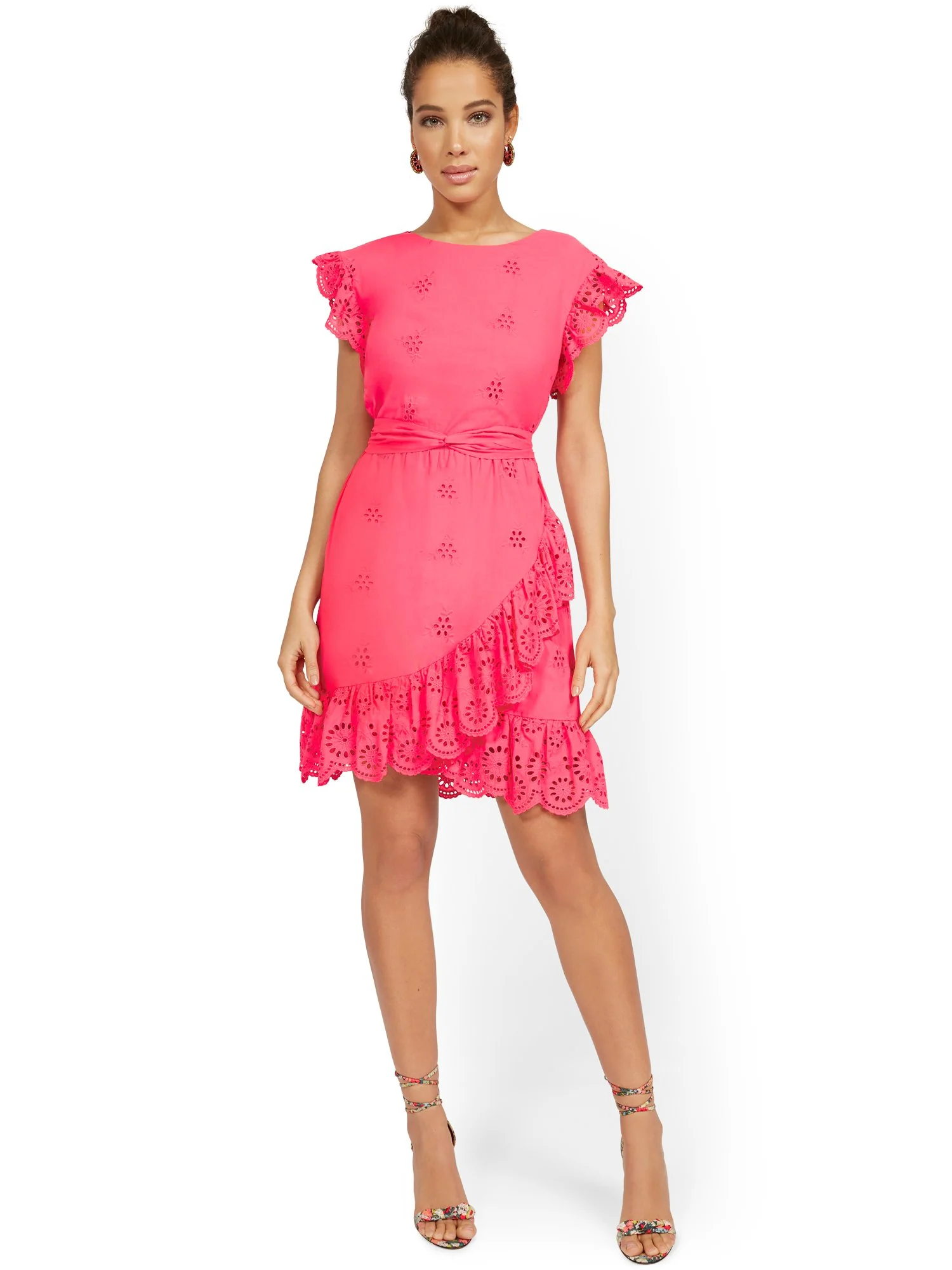 Cap-Sleeve Eyelet-Trim Dress - Image 9