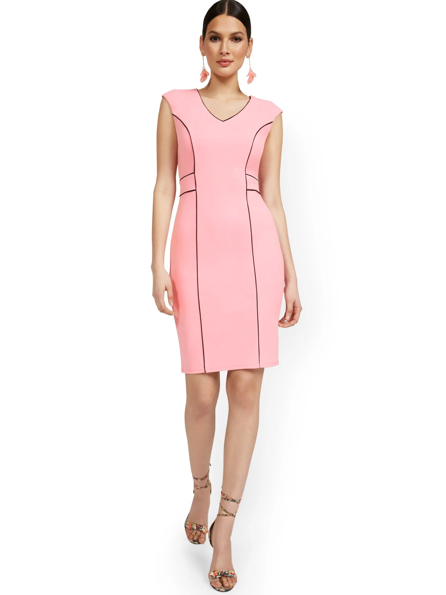 Cap-Sleeve Piped Sheath Dress - Magic Crepe® - Image 7
