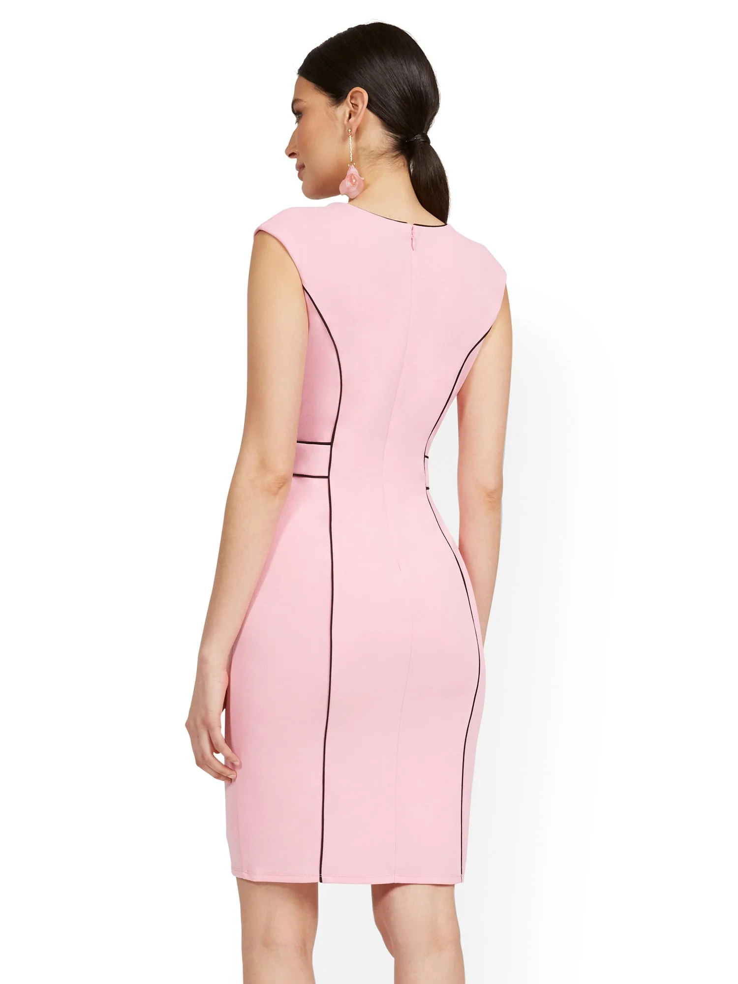 Cap-Sleeve Piped Sheath Dress - Magic Crepe® - Image 9