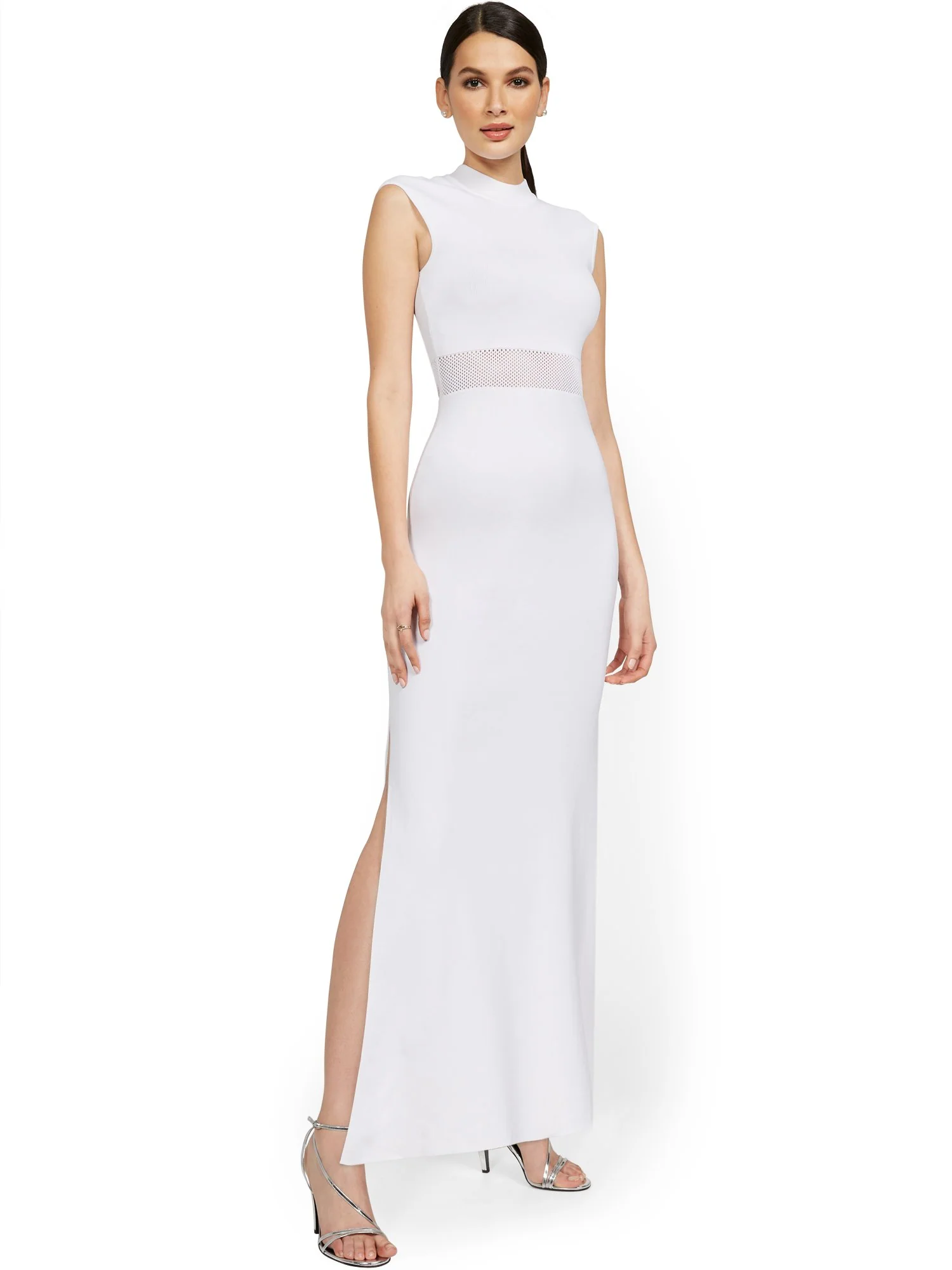 Cap-Sleeve Slit-Leg Maxi Sweater Dress - Image 2