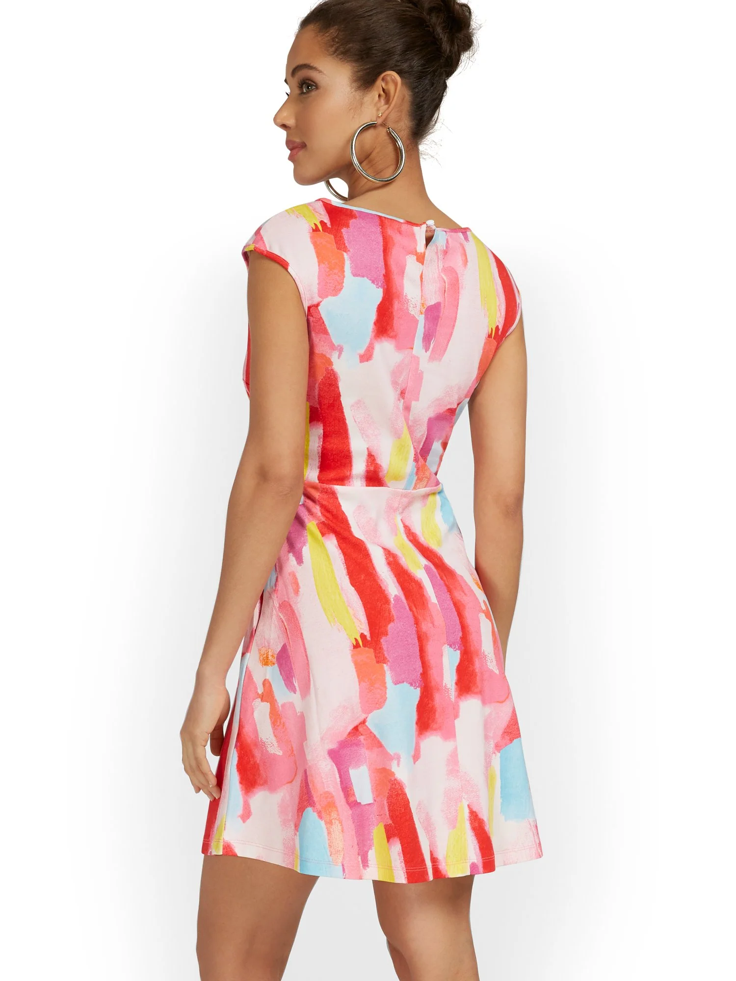 Cap-Sleeve Watercolor Mini Dress - City Knits - Image 3
