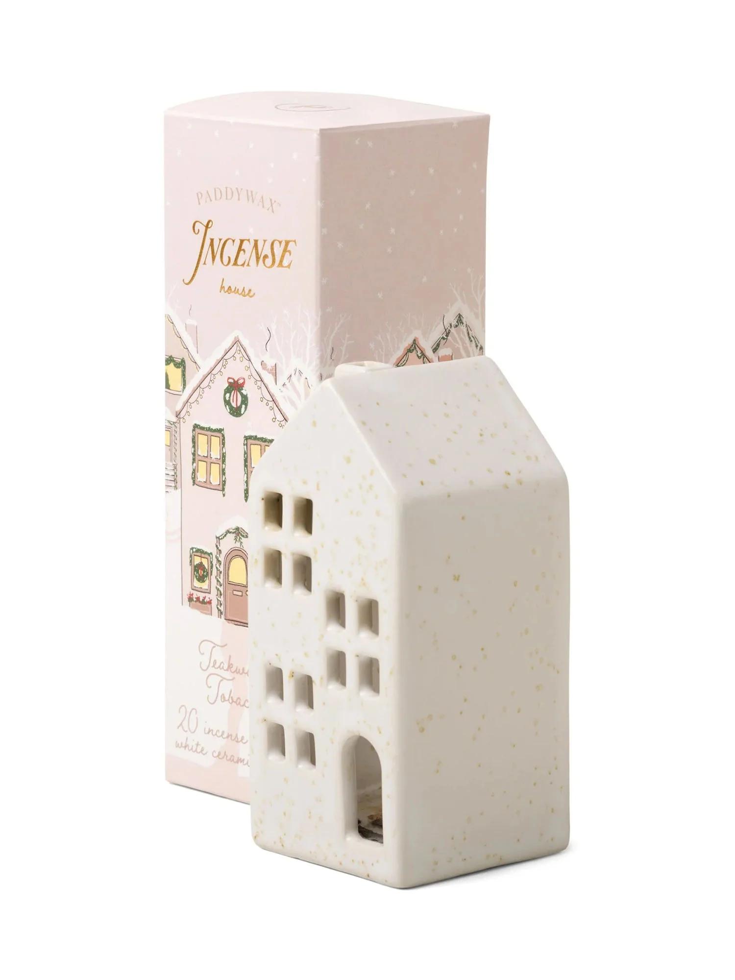 Paddywax Ceramic House Incense Holder, Teakwood & Tobacco