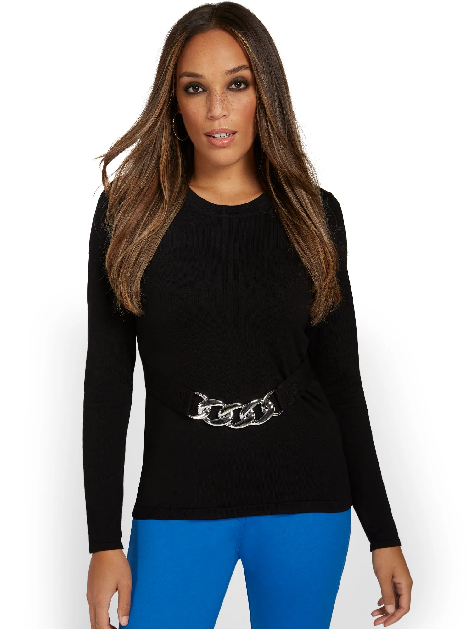 Chain-Front Pullover Sweater - Image 2