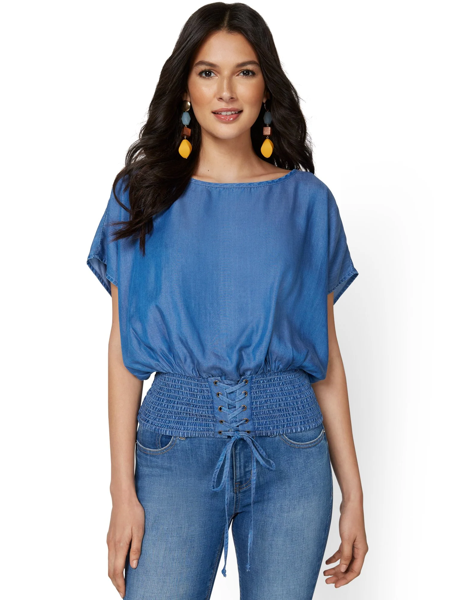 Chambray Corset Blouse - Image 2