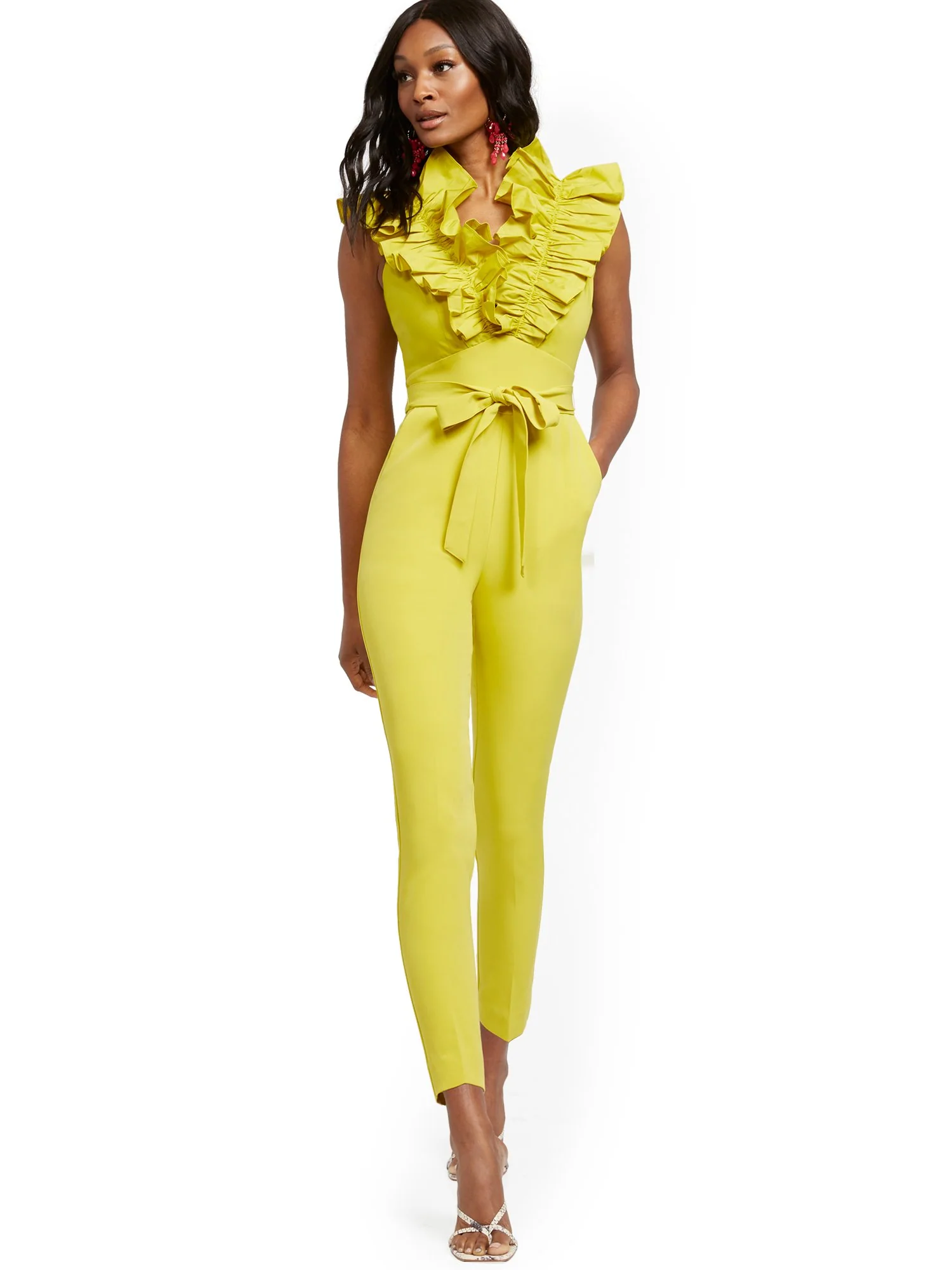 Chartreuse Ruffle Jumpsuit