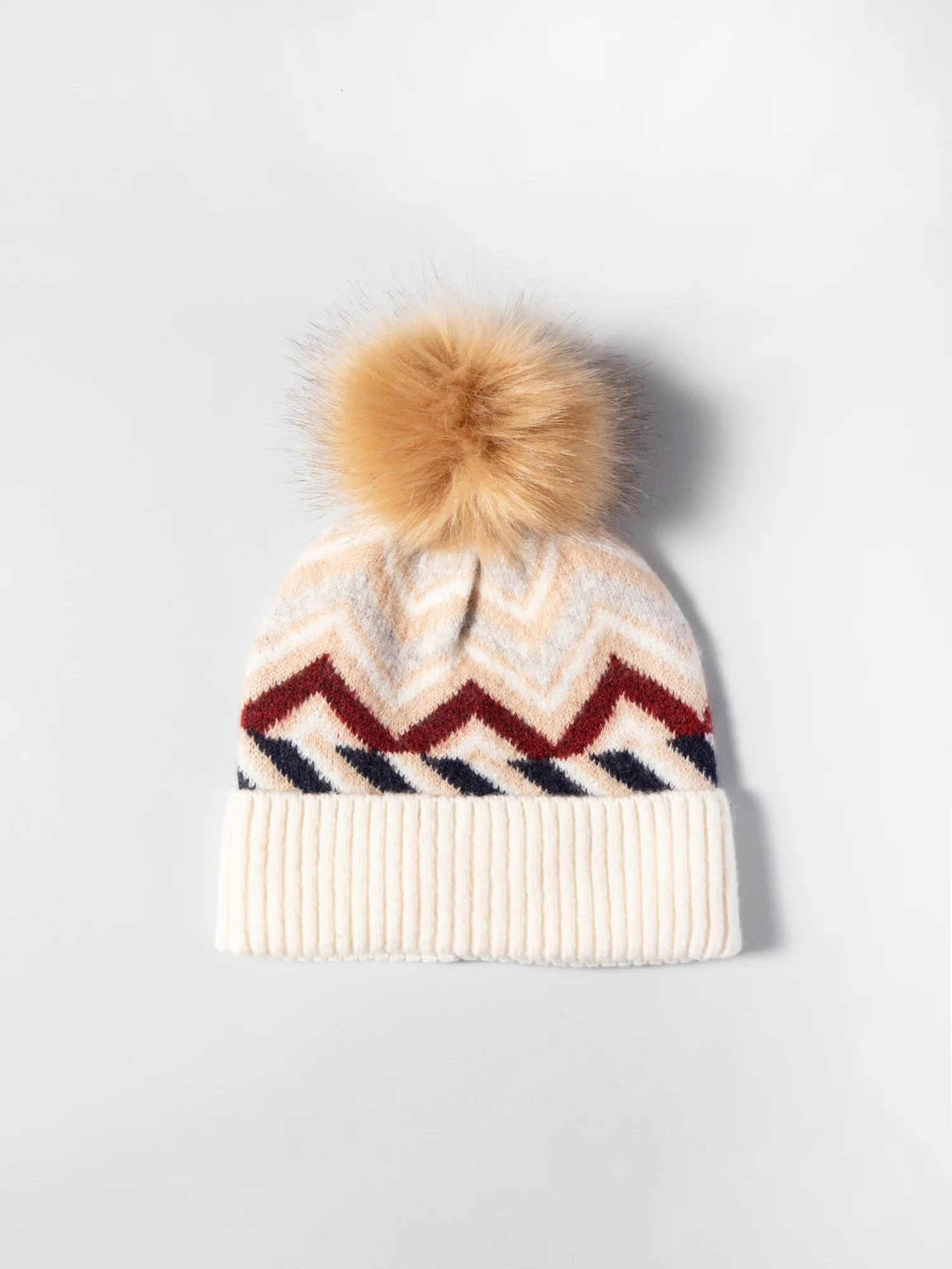 Chevron Faux Fur Pom Beanie - Marcus Adler - Image 4