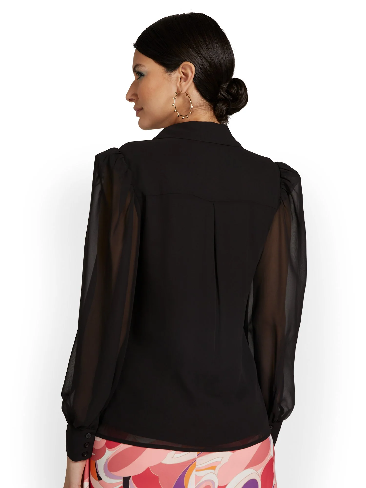 Chiffon Button-Front Blouse - Image 3