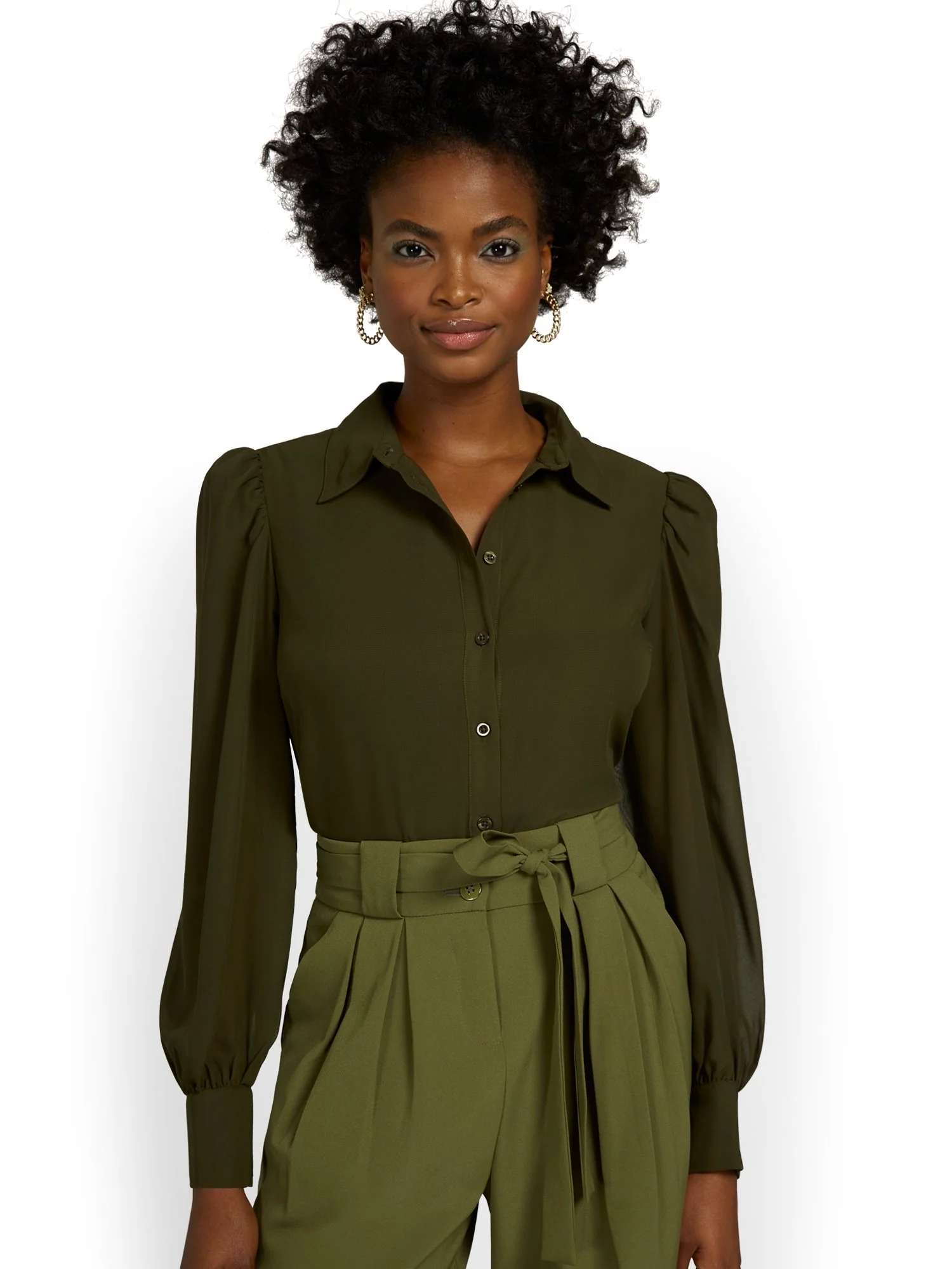 Chiffon Button-Front Blouse - Image 5