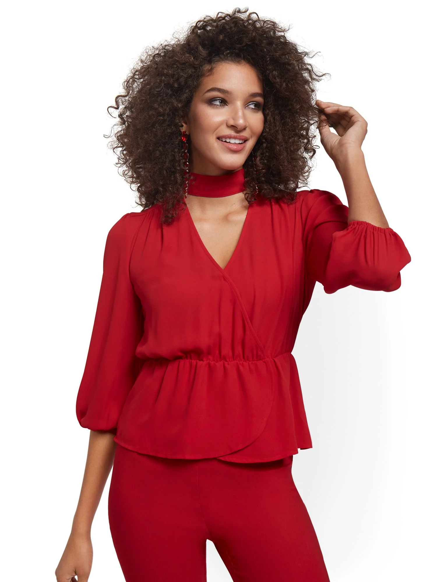 Choker V-Neck Surplice Top - Image 9