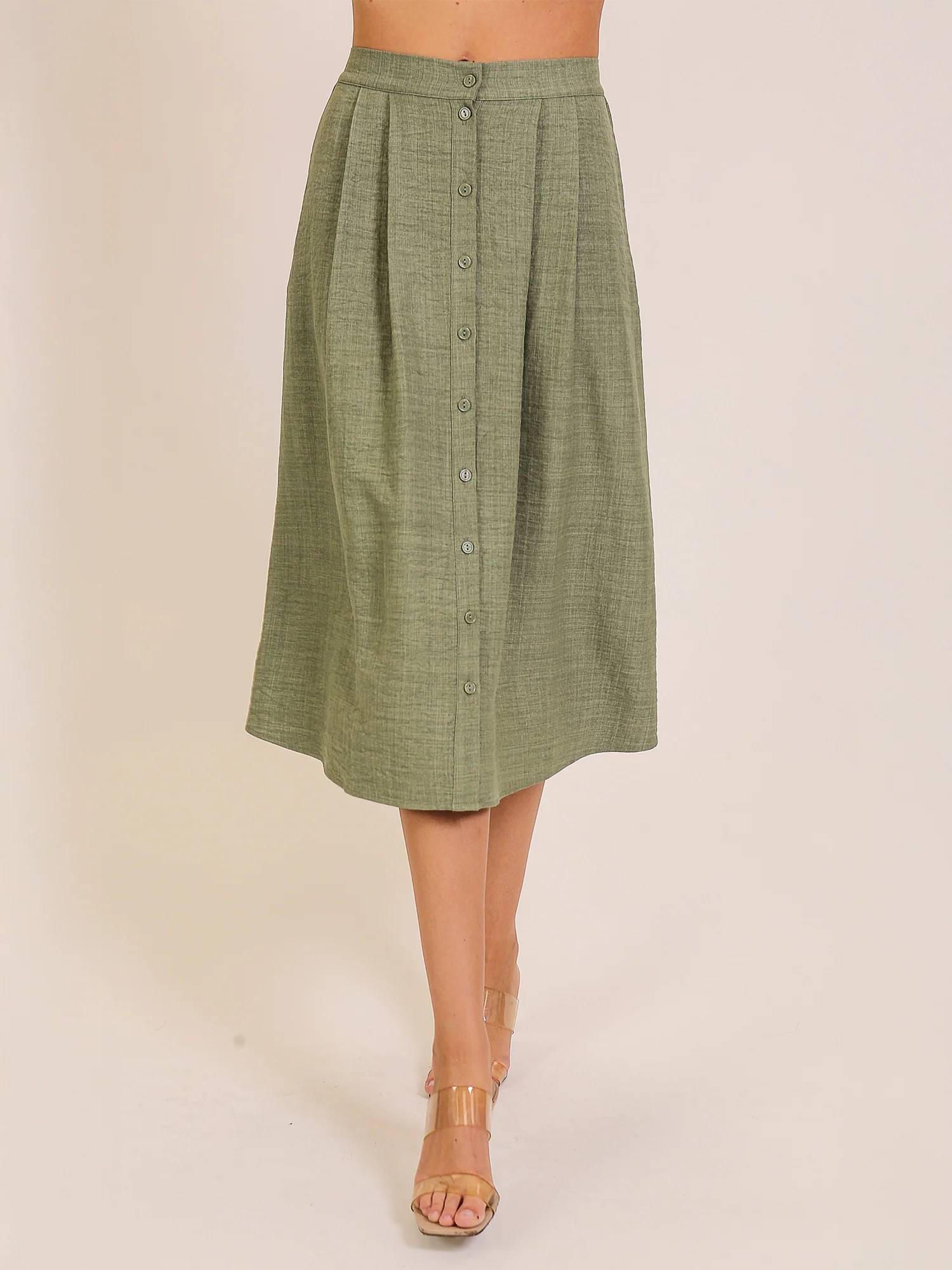 Circle Button Down Midi Skirt - Image 10