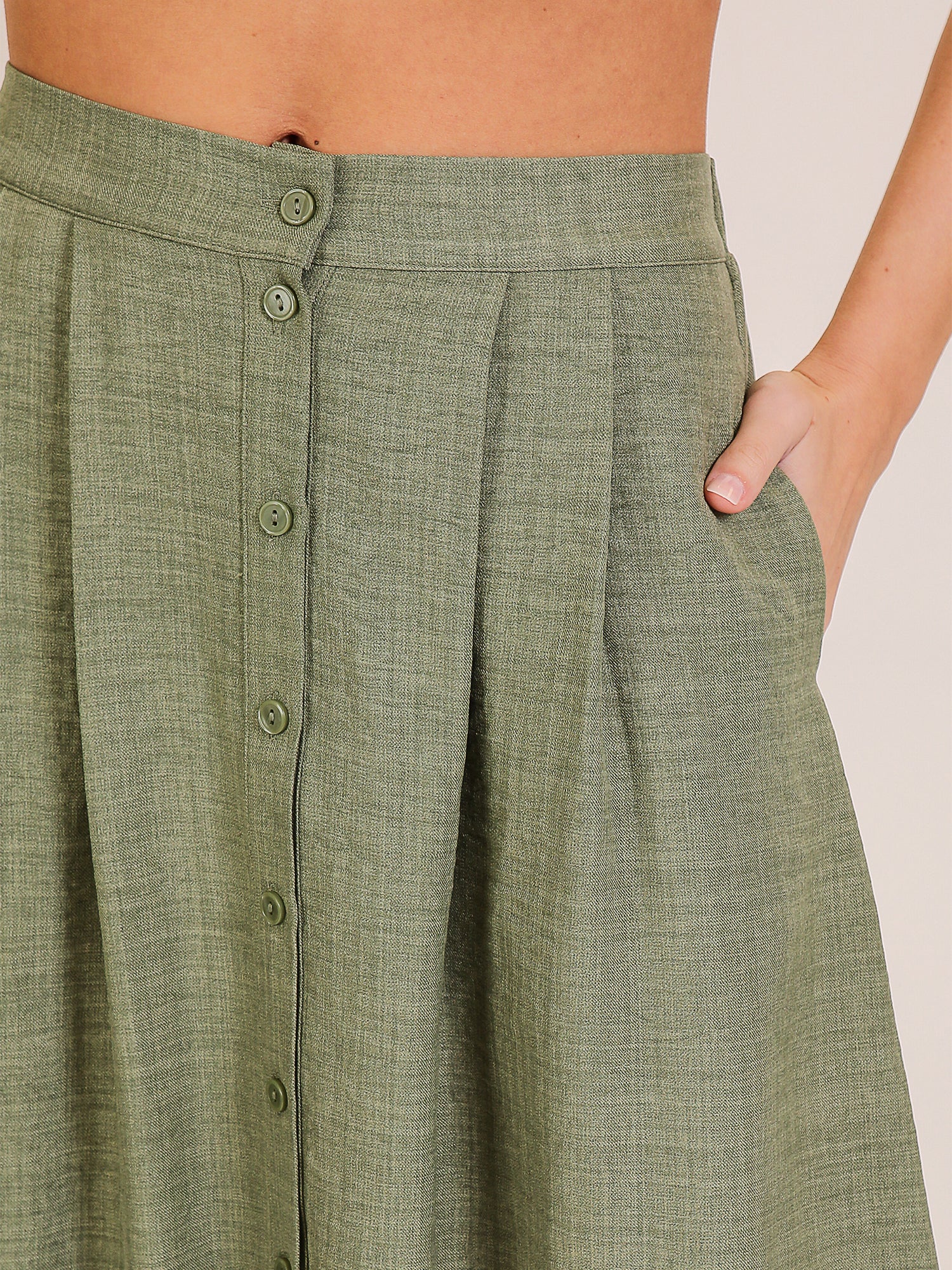 Circle Button Down Midi Skirt - Image 11