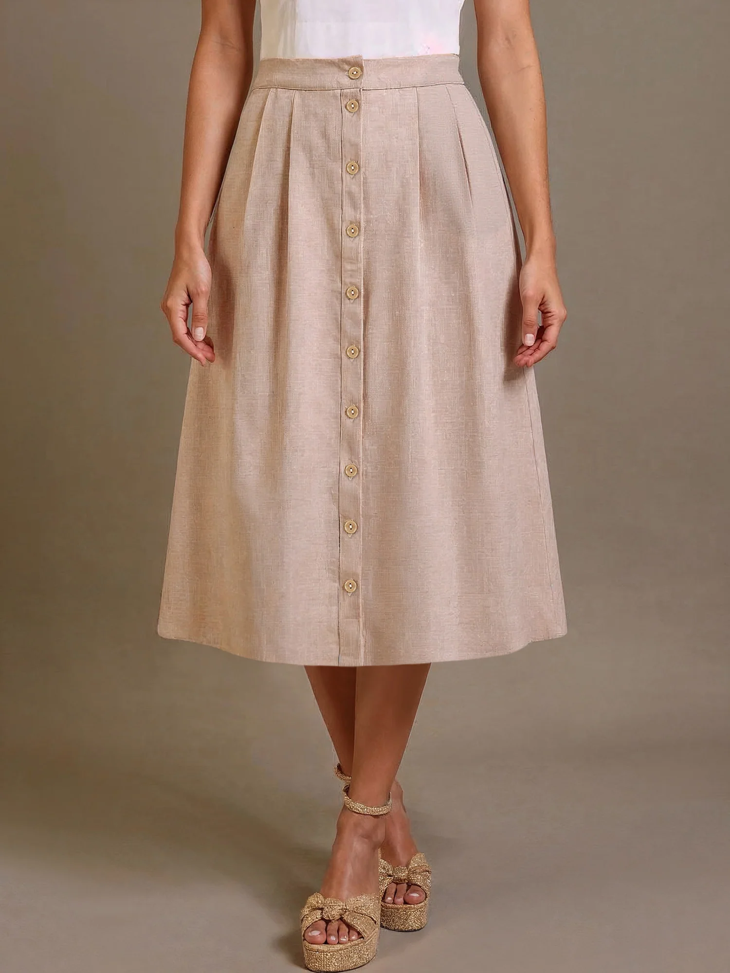Circle Button Down Midi Skirt - Image 3