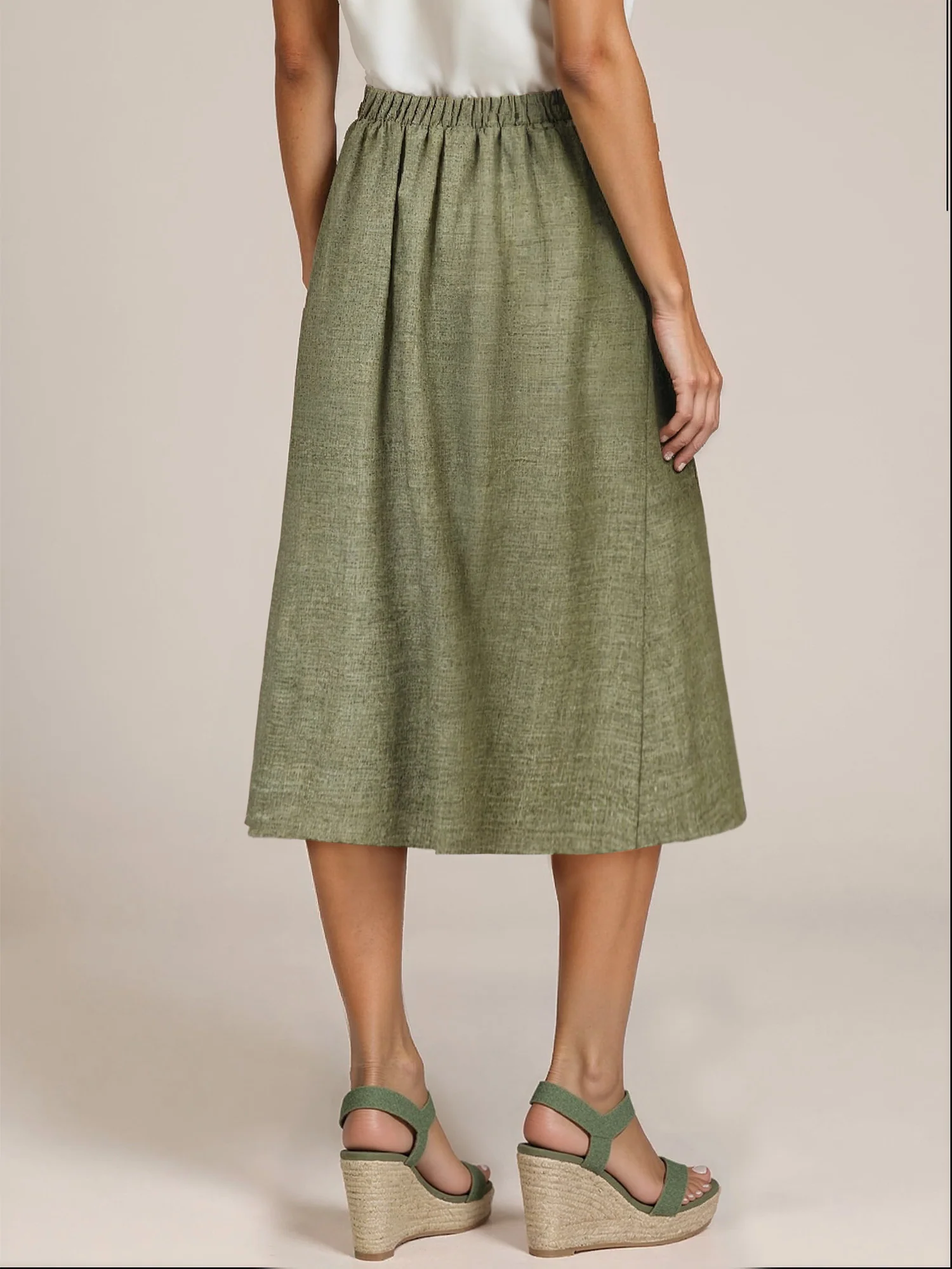 Circle Button Down Midi Skirt - Image 9