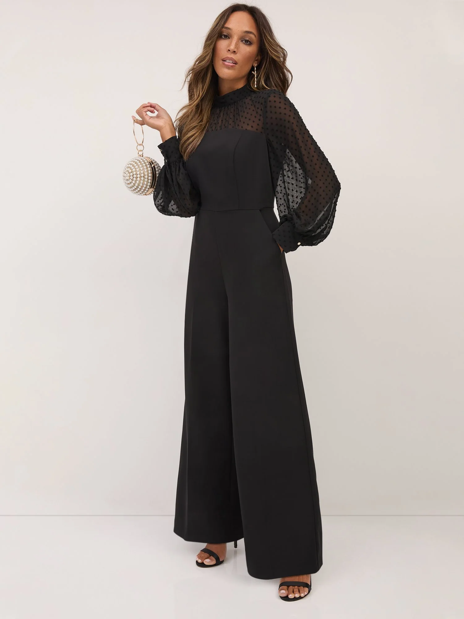 Clip-Dot Embroidered Jumpsuit - Magic Crepe®