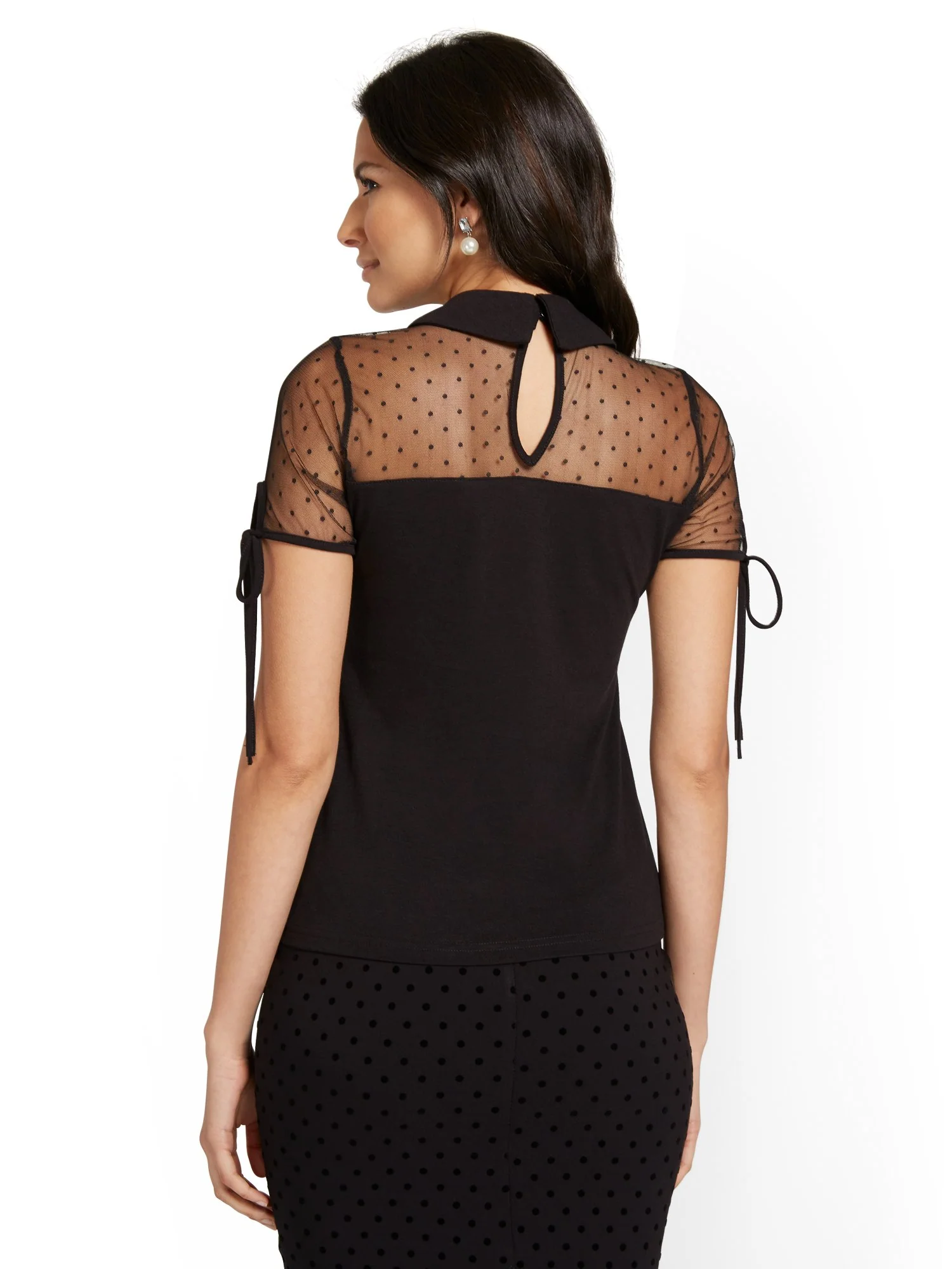 Clip Dot Mesh Blouse - Image 3