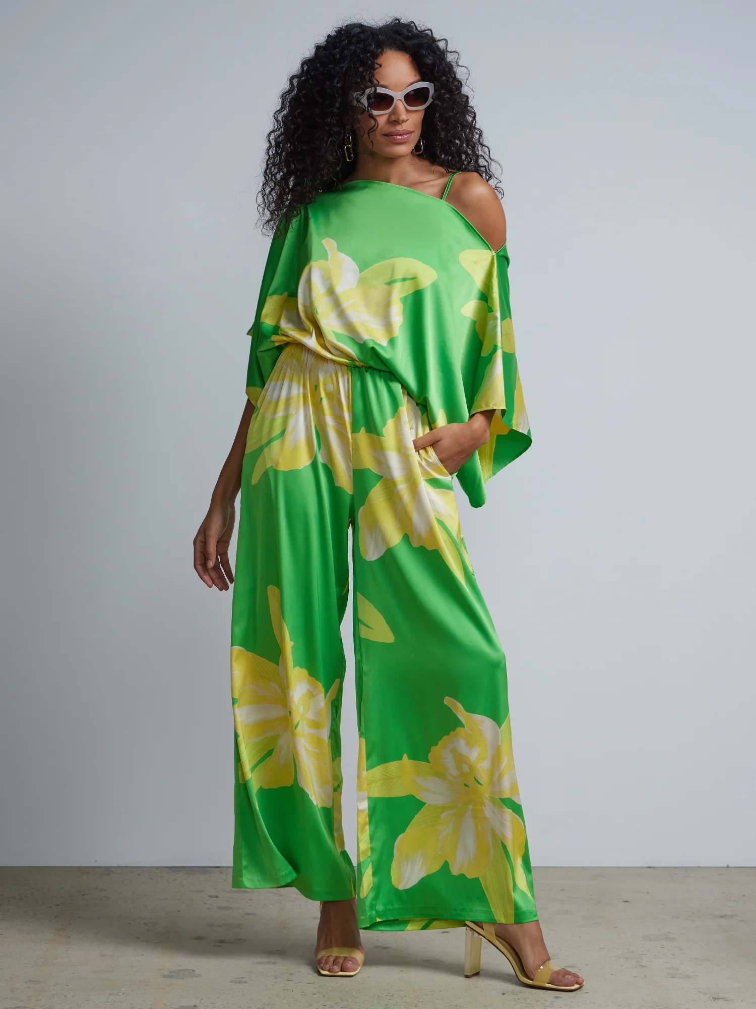 Cold-Shoulder Floral Jumpsuit