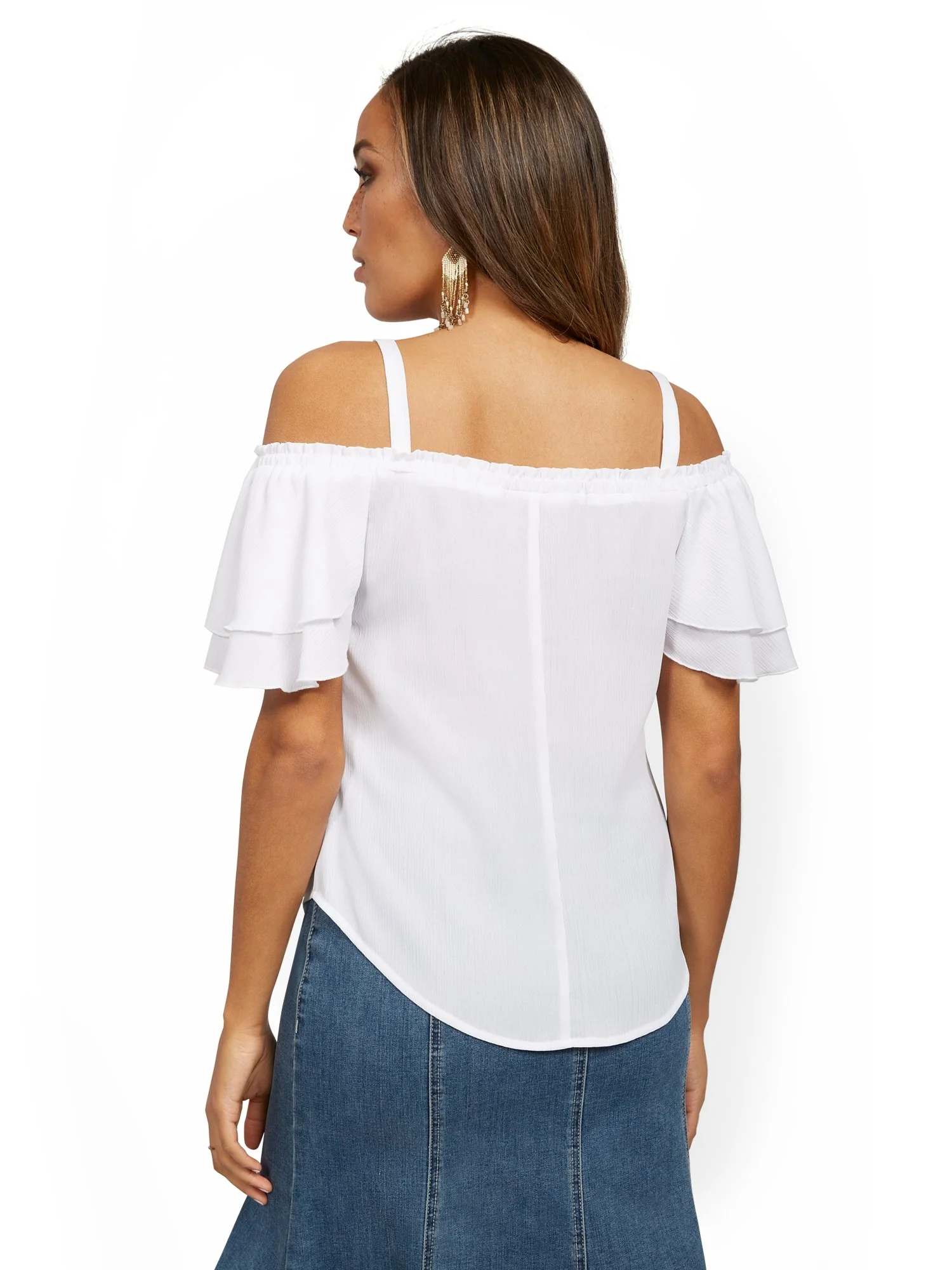 Cold-Shoulder Ruffle Blouse - Lily & Cali - Image 3