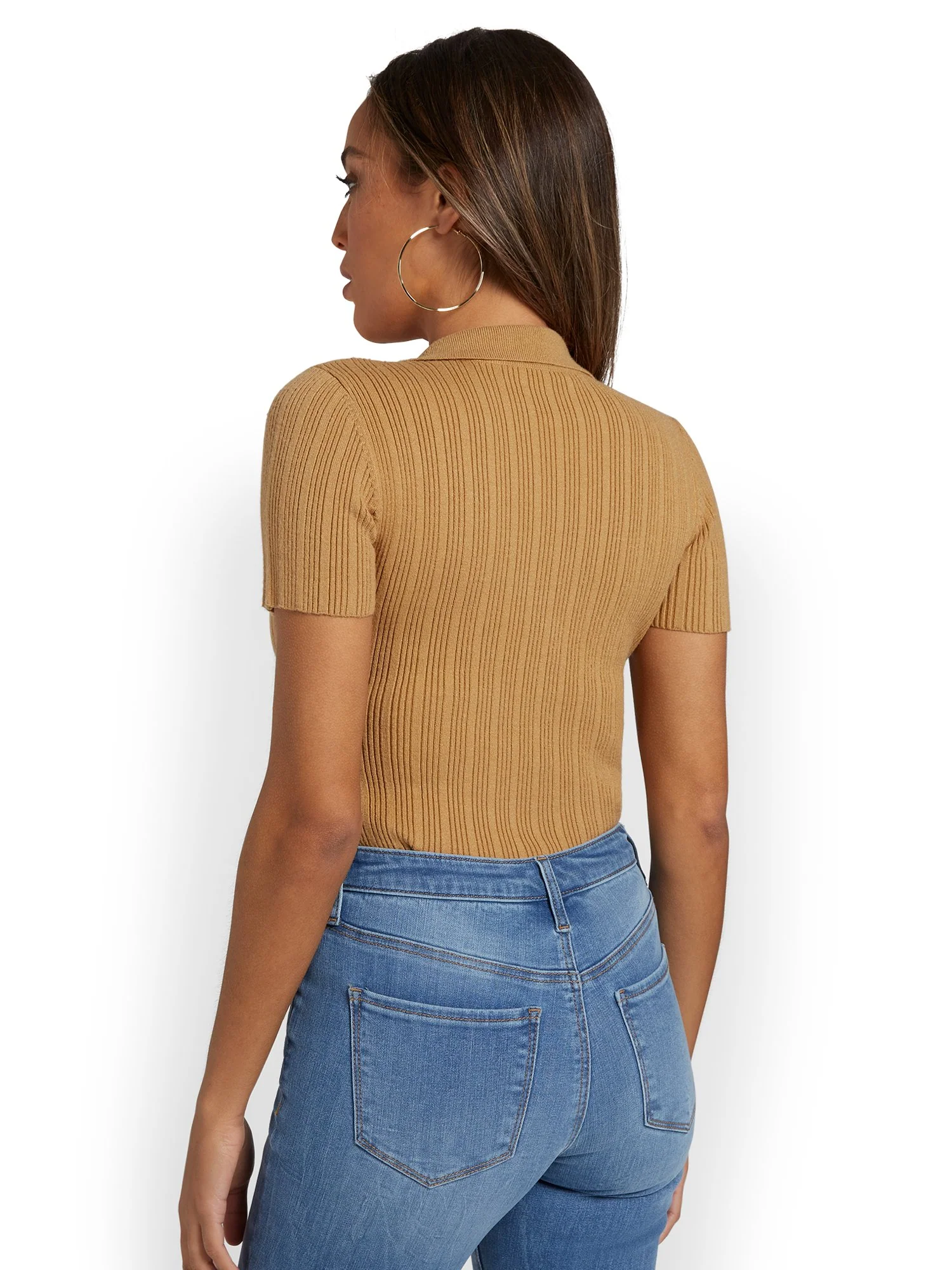 Allie Rose Collared Button-Front Ribbed Top - Brands We Love - Image 9