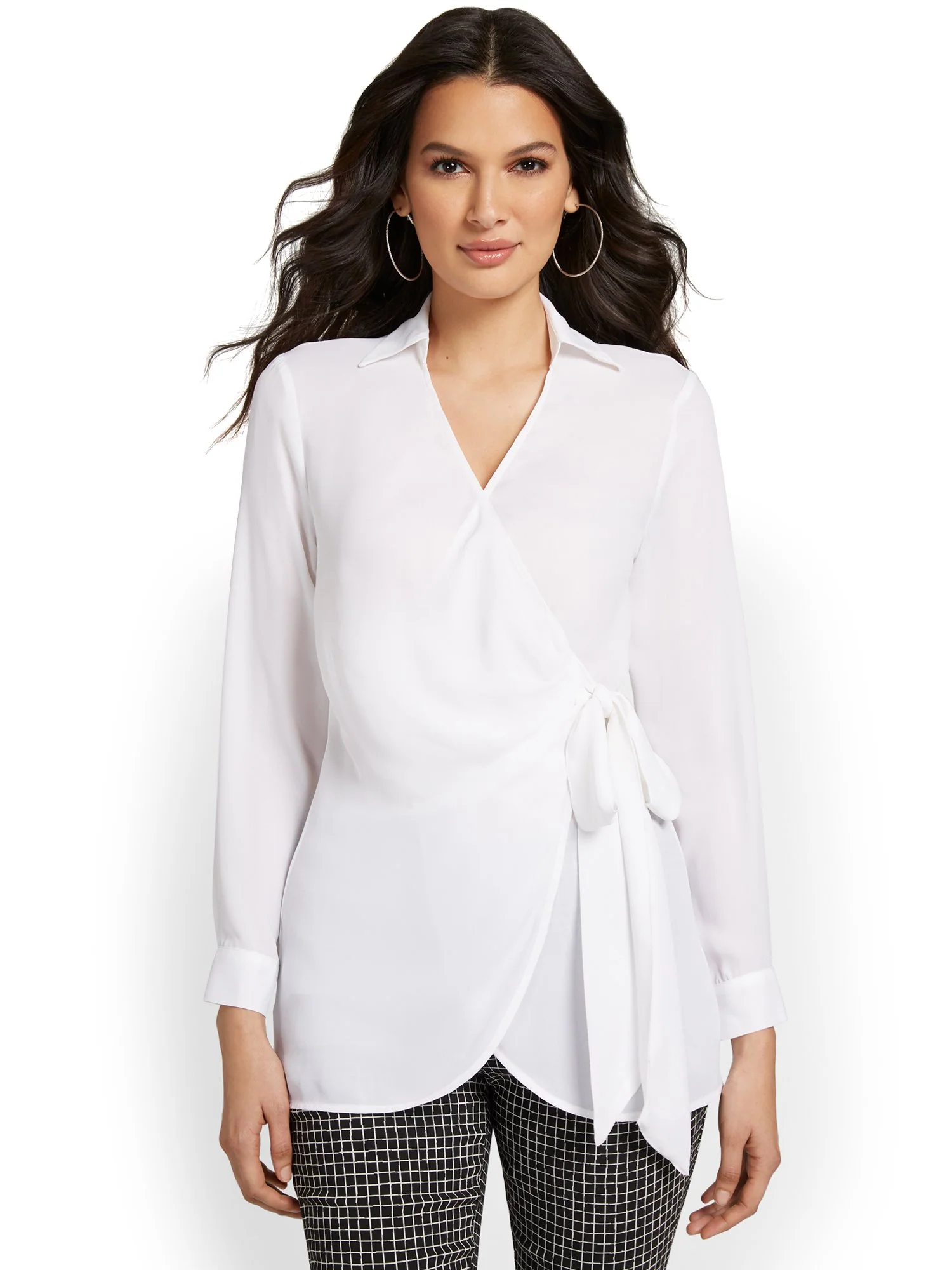 Collared Tie-Waist Blouse - Image 5