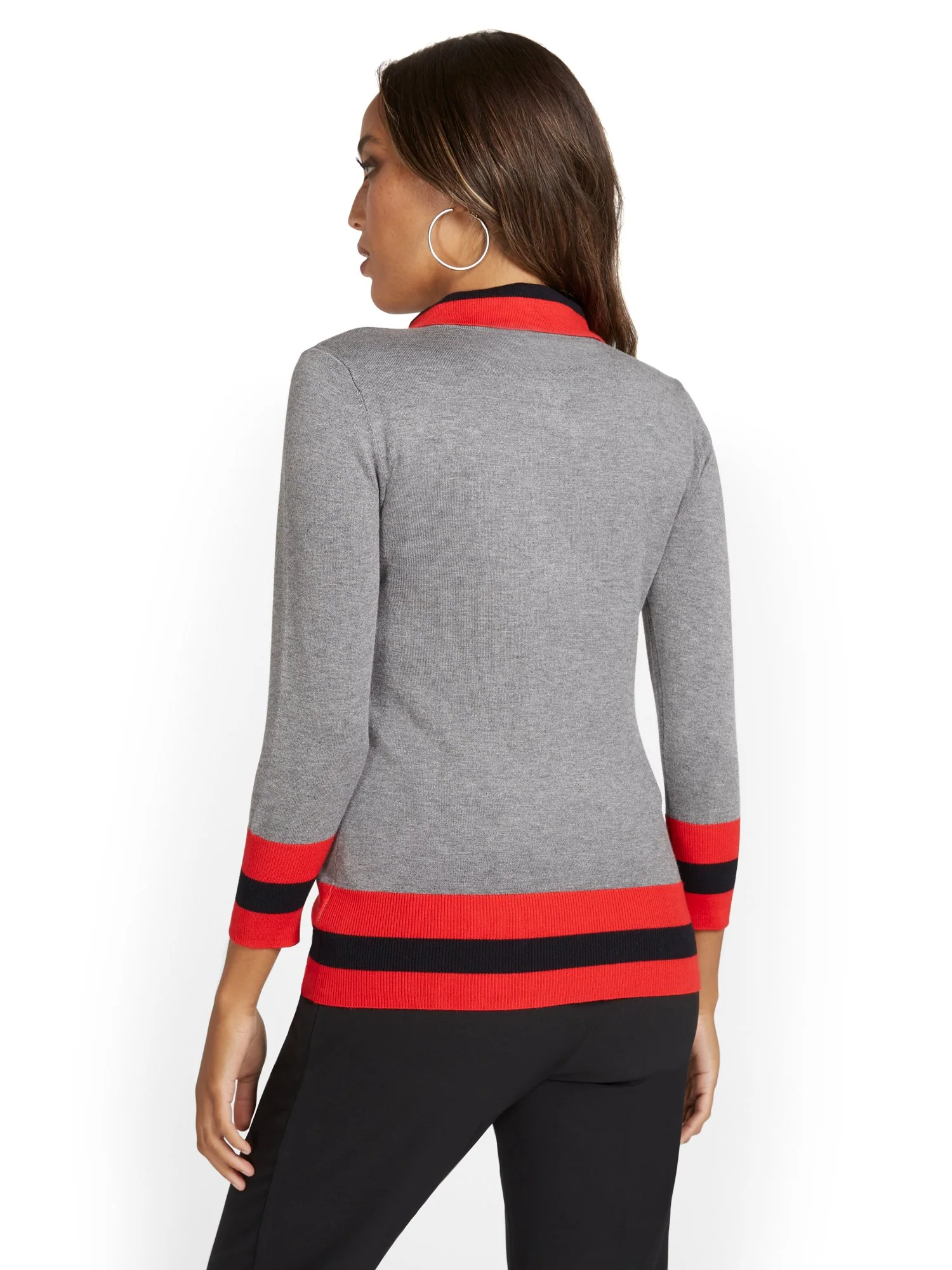 Colorblock Bow-Neck Sweater - Image 3