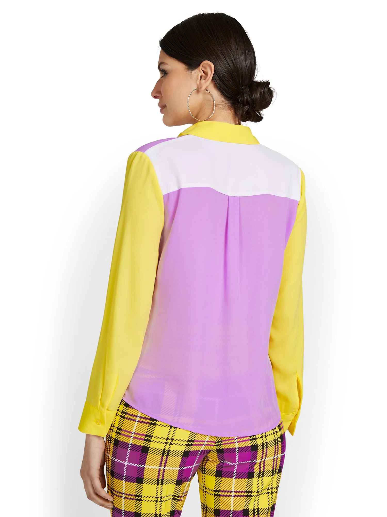Colorblock Button-Front Blouse - Image 3