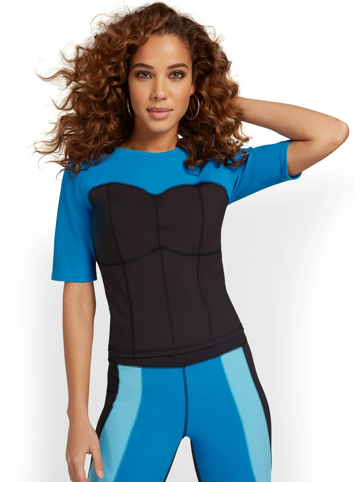 Colorblock Corset Yoga Top - City Contour