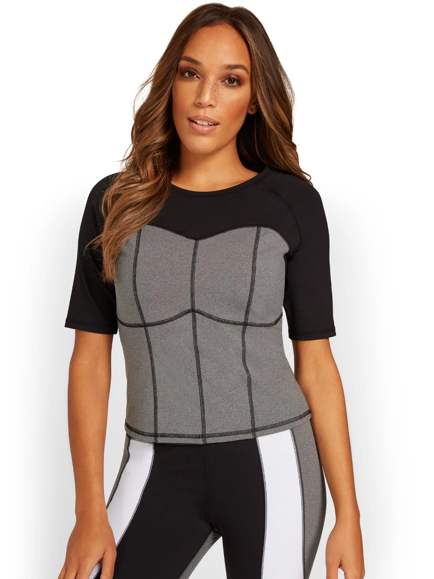 Colorblock Corset Yoga Top - City Contour - Image 5