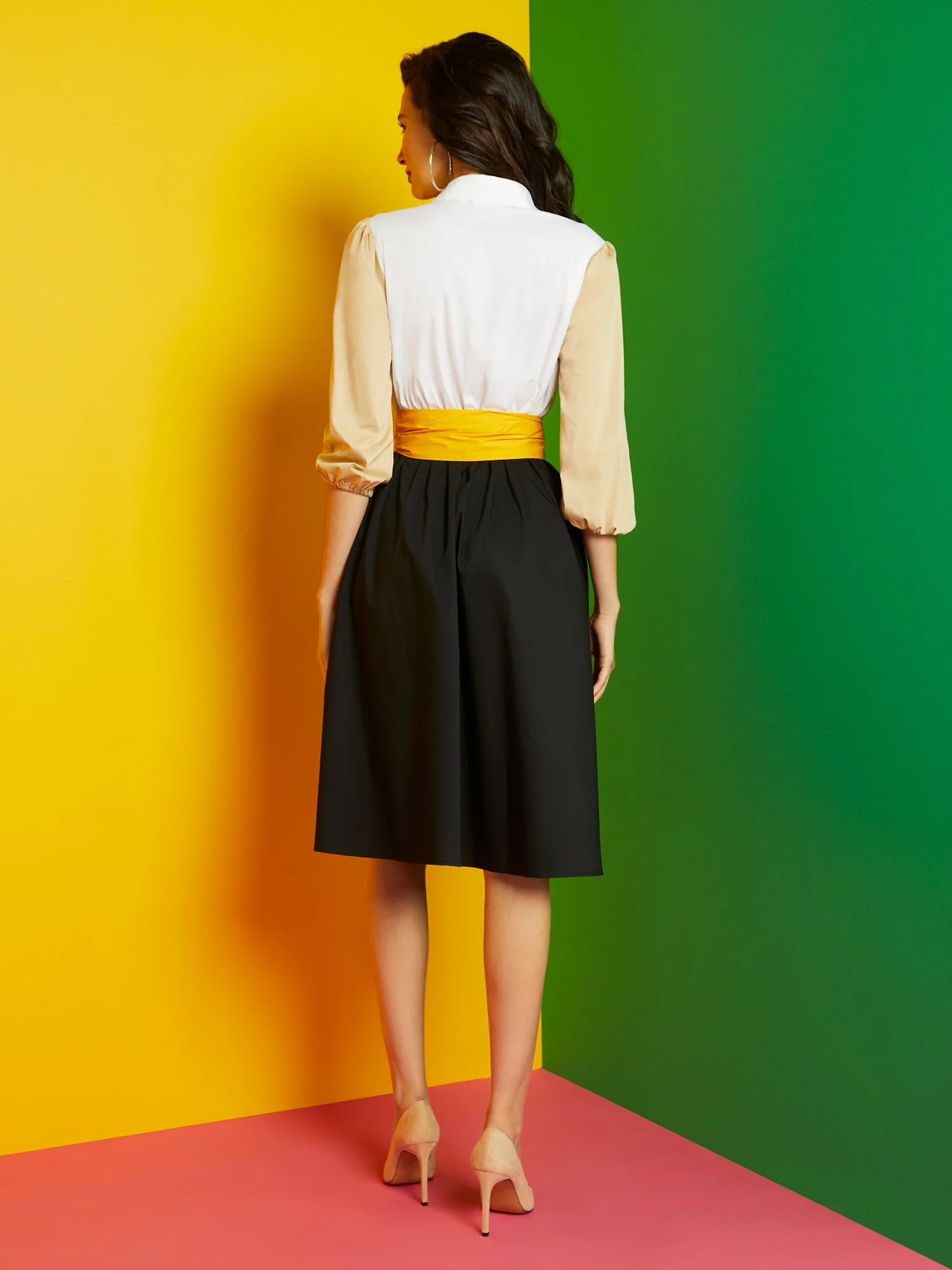 Colorblock Flare Shirtdress - Image 3