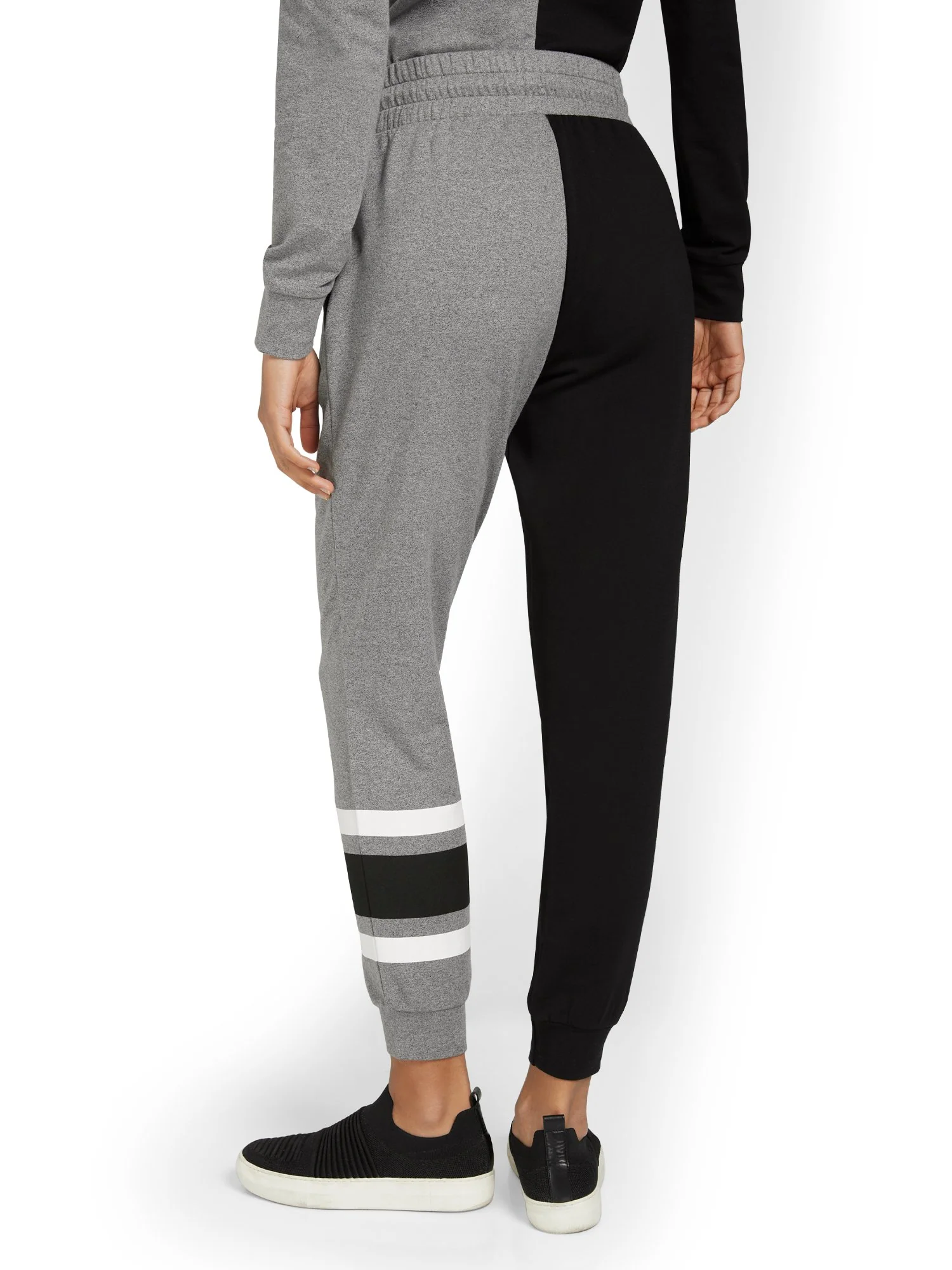 Colorblock French Terry Jogger Pant - Black & Grey - Image 3