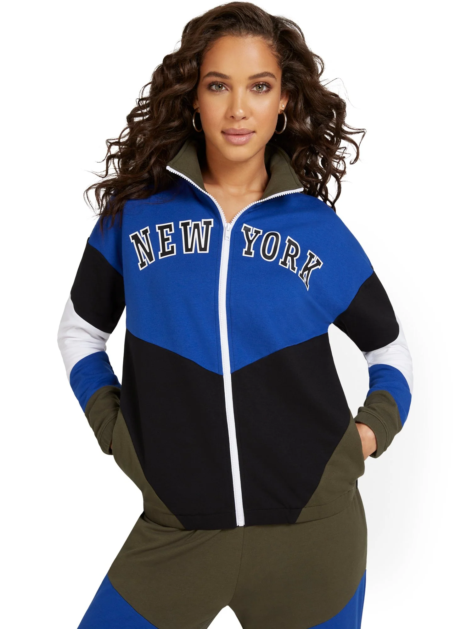 Colorblock French Terry Zip-Front Jacket - Image 5