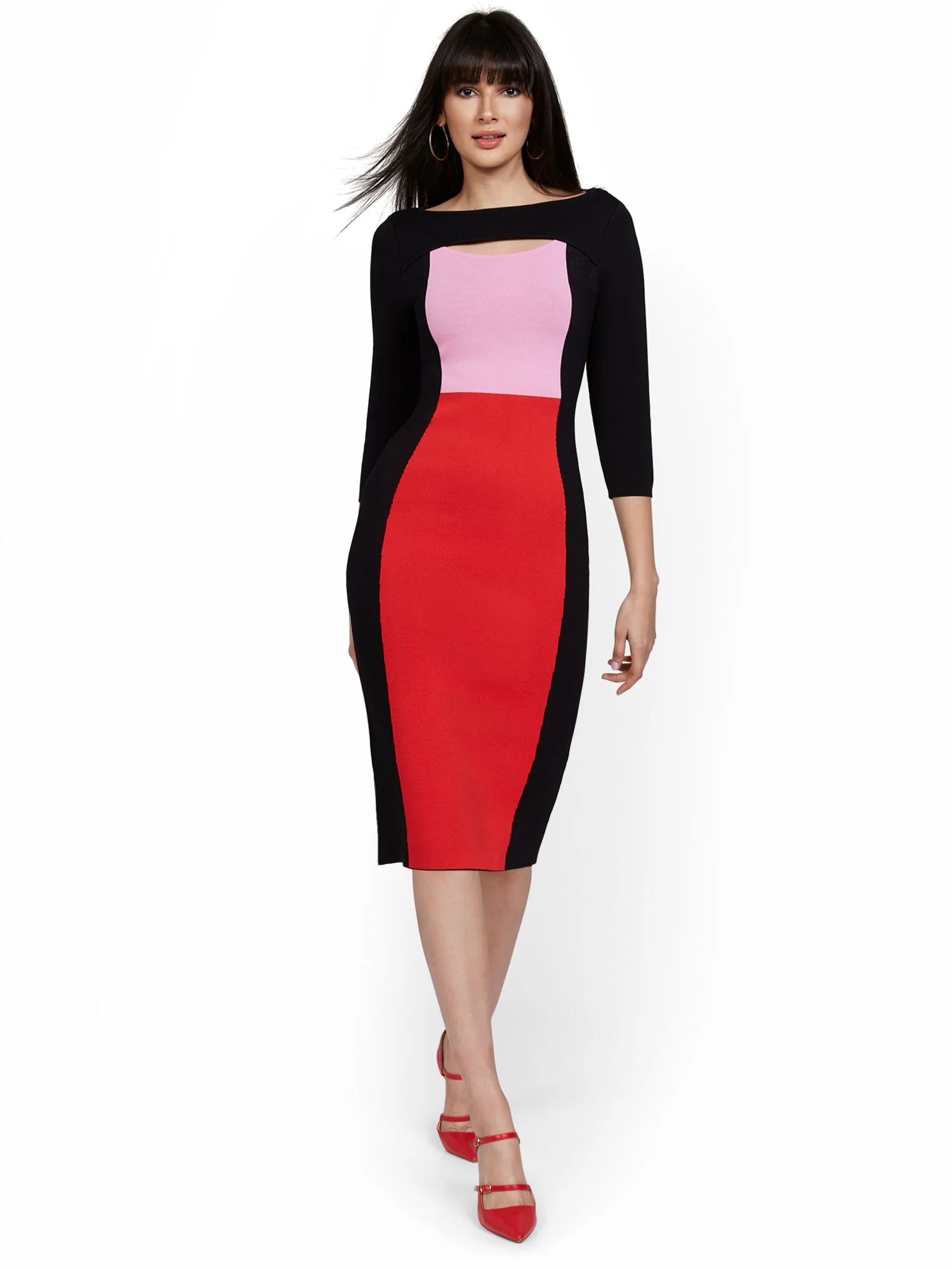 Colorblock Midi Dress - Image 2