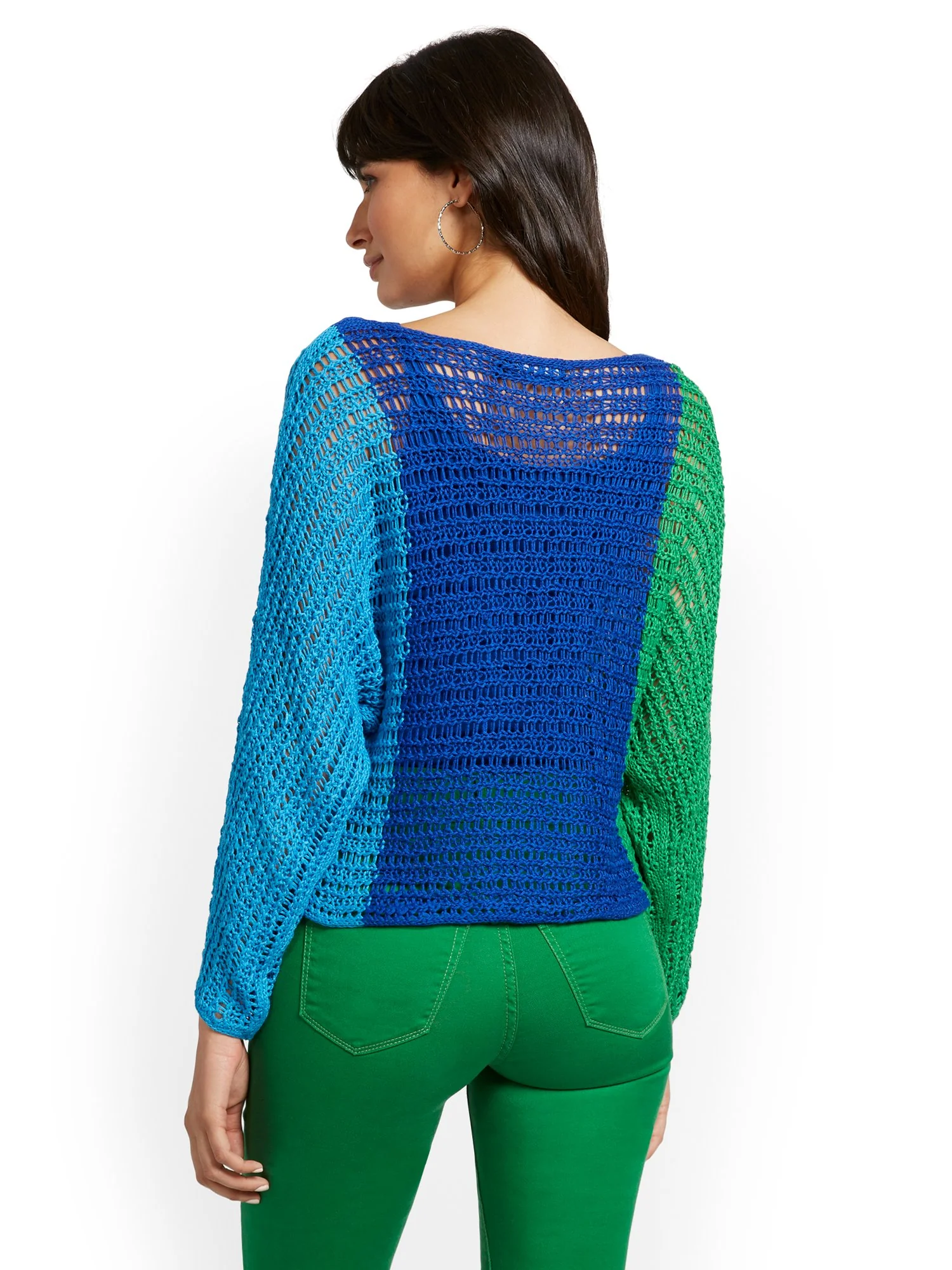 Colorblock Mixed Stitch Knit Sweater - Image 6