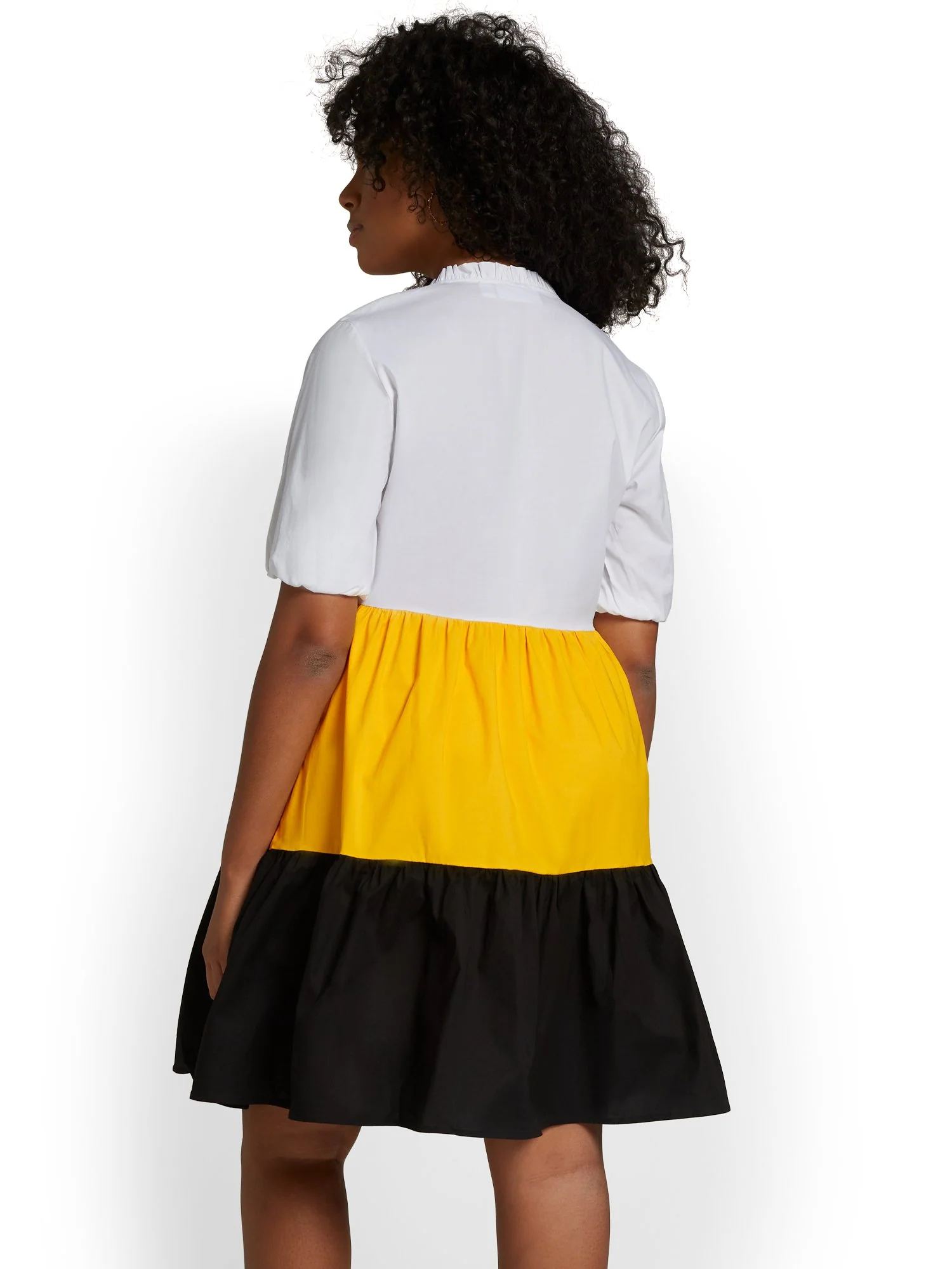Colorblock Poplin V-Neck Dress - Image 3