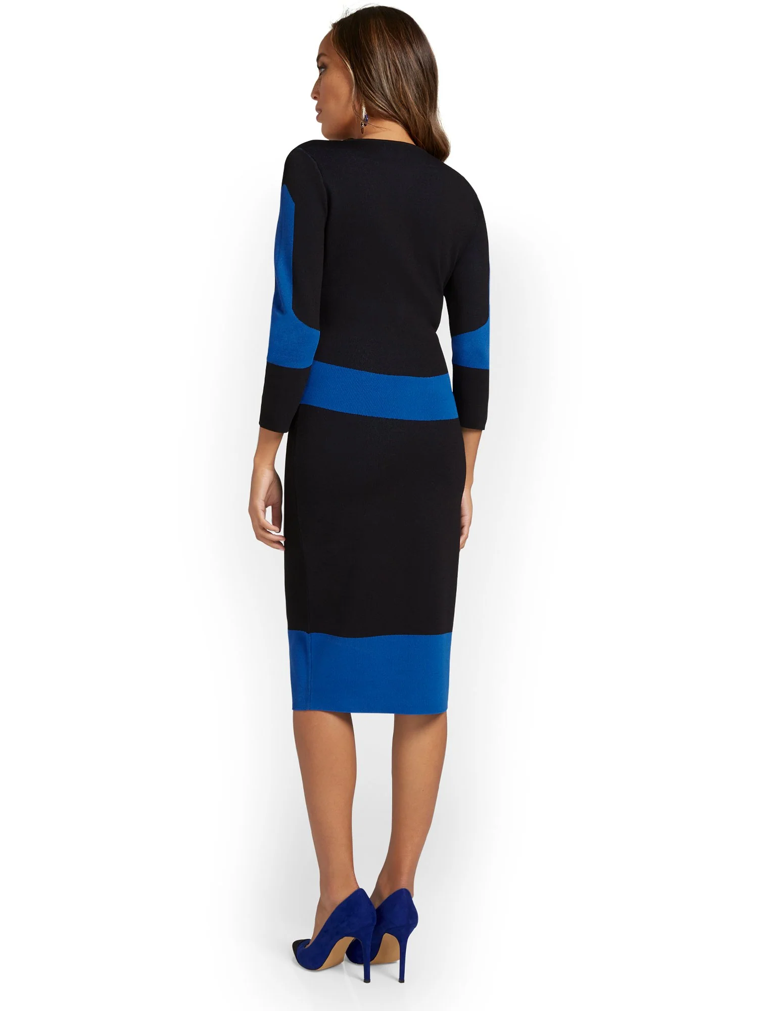 Colorblock Sheath Sweater Dress - Image 3