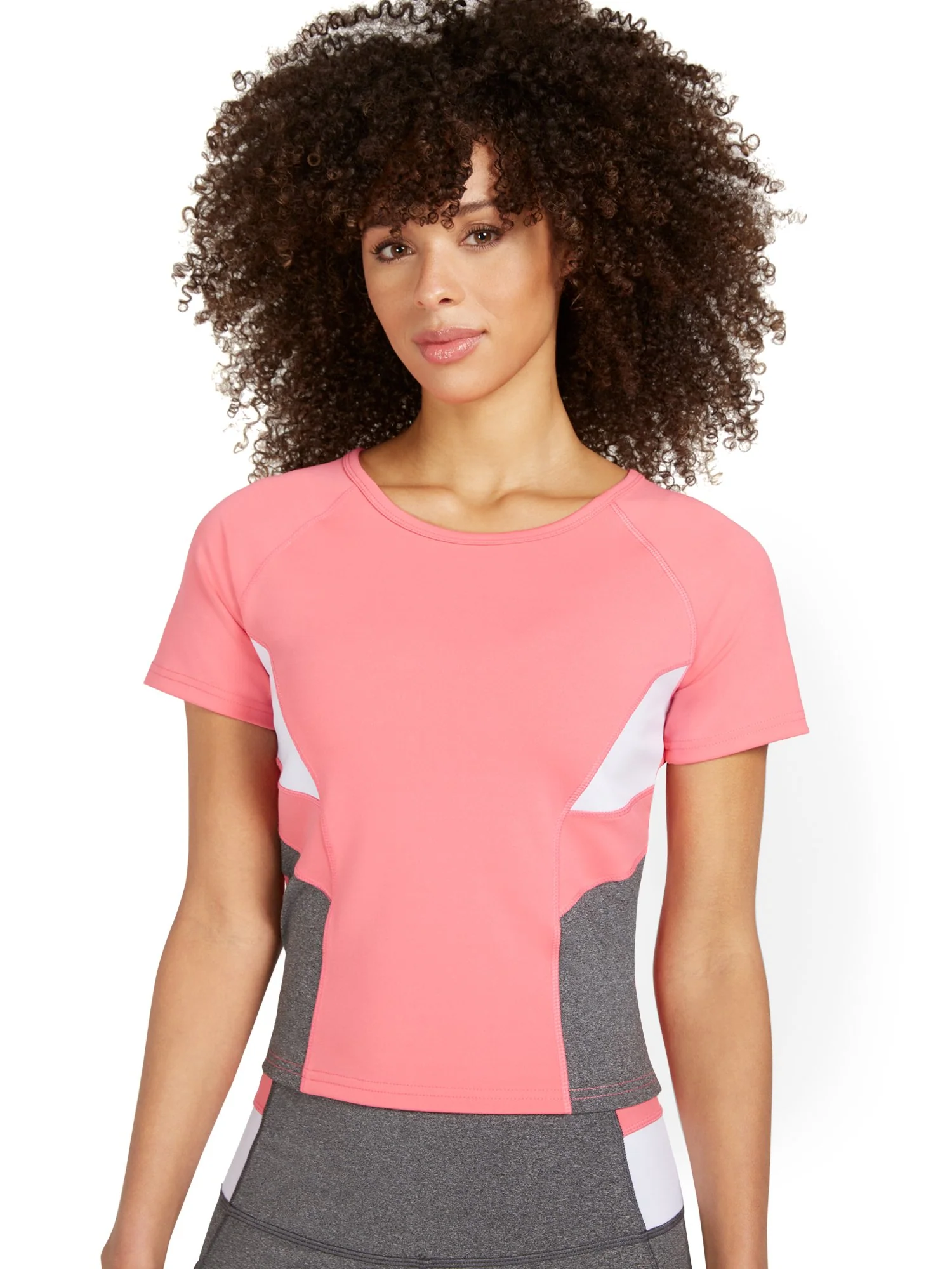 Colorblock Short-Sleeve Yoga Top