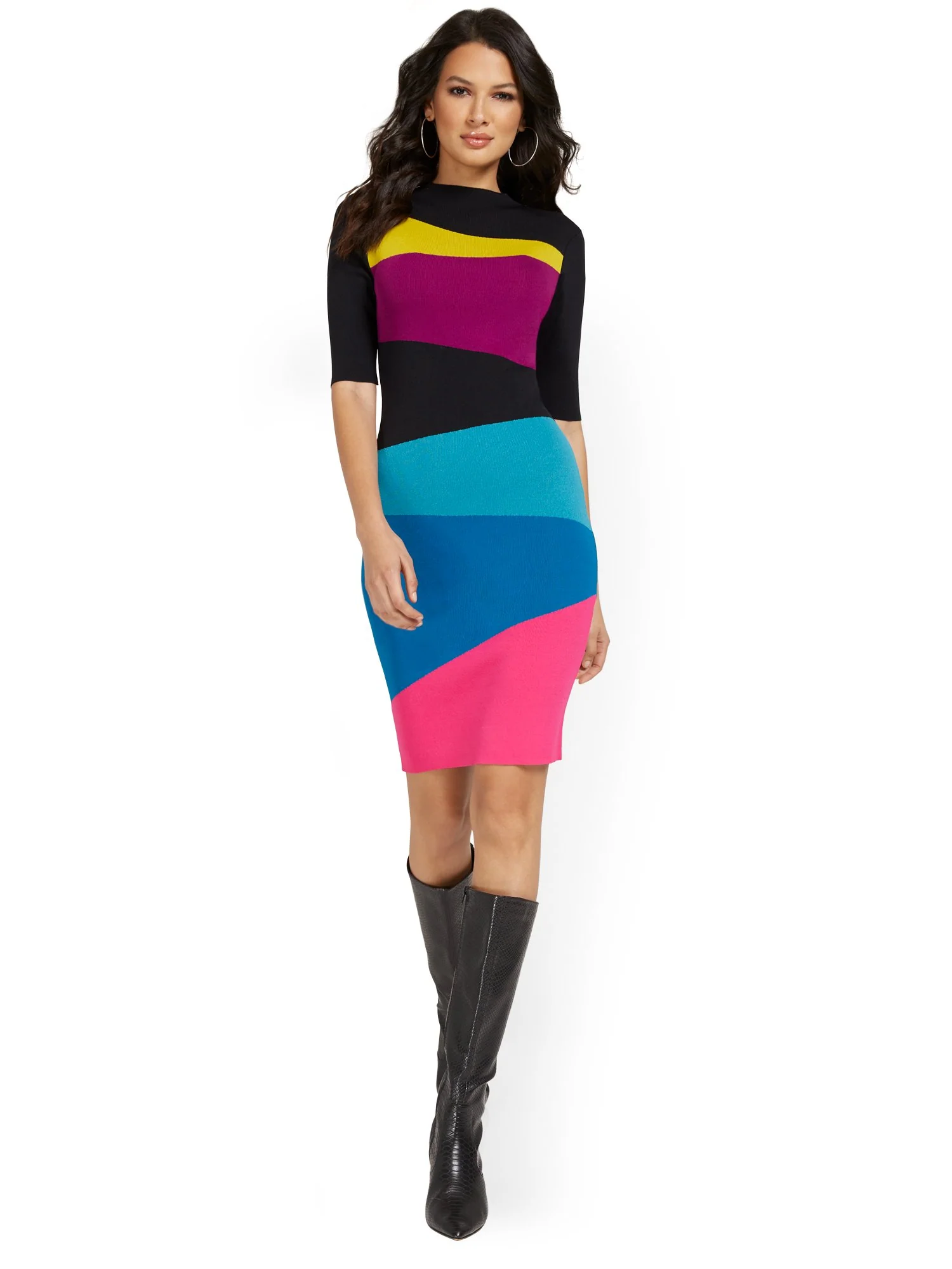 Colorblock Sweater Dress