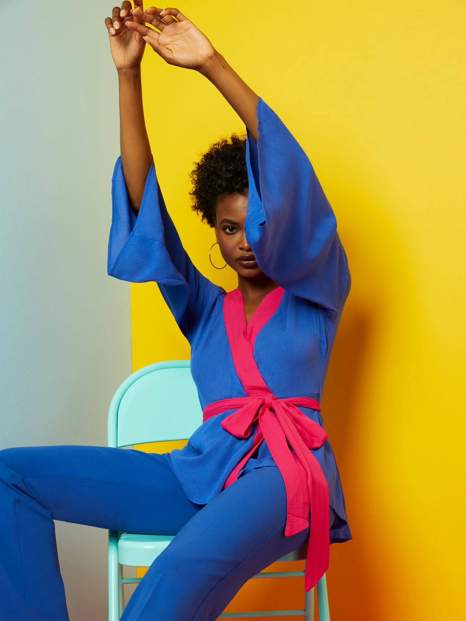 Colorblock Tie-Waist Top - Image 2