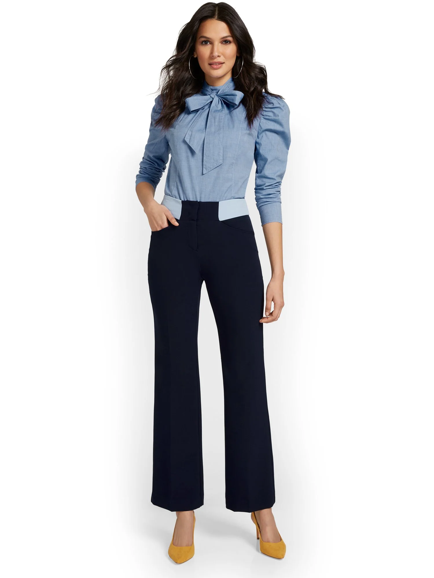 Colorblock-Waist Wide-Leg Pant - Image 4