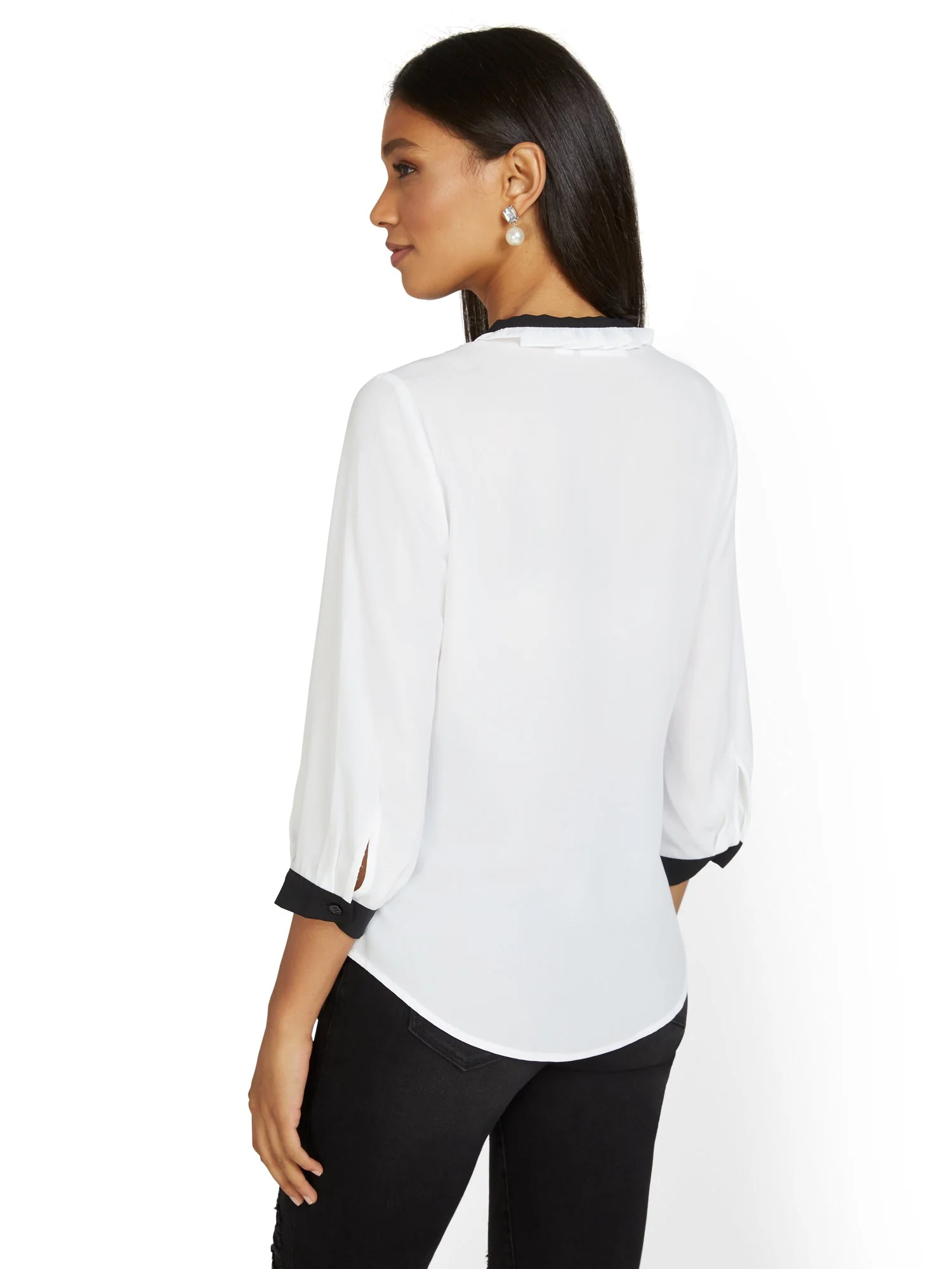 Contrast Bow Blouse - Image 3