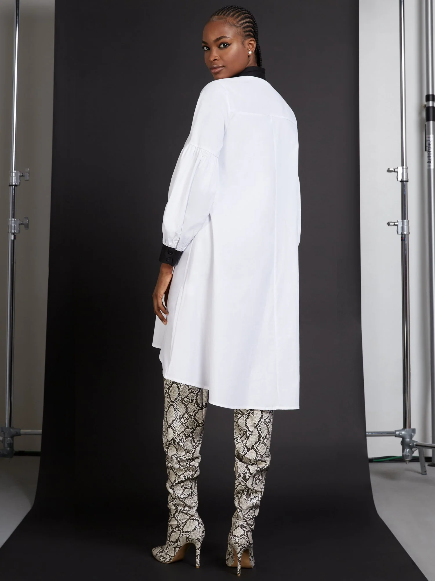 Contrast Bow Poplin Dress - Image 3