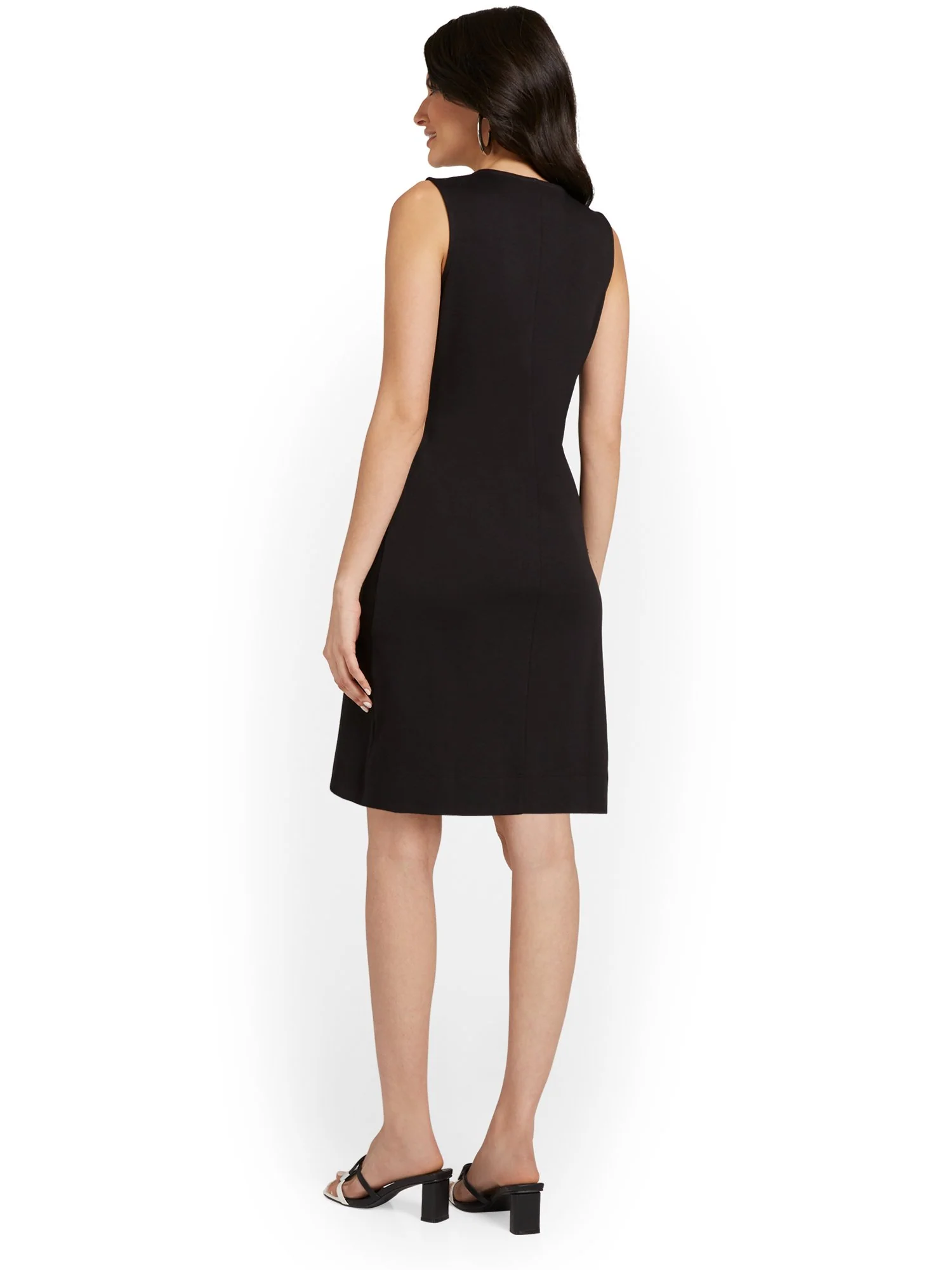 Contrast Split-Neck Shift Dress - City Knits - Image 8