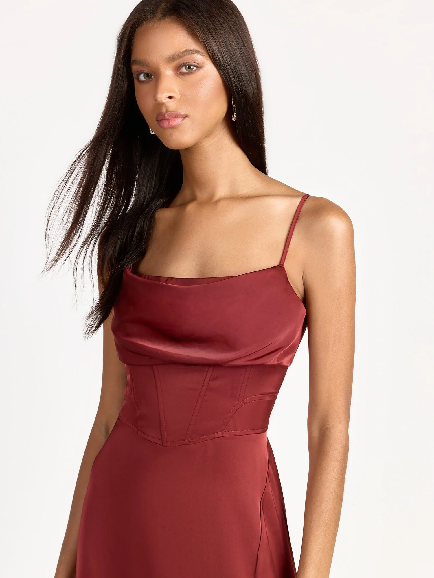 Corset Cowl Neck Satin Slip Dress - Dress Forum - Image 4