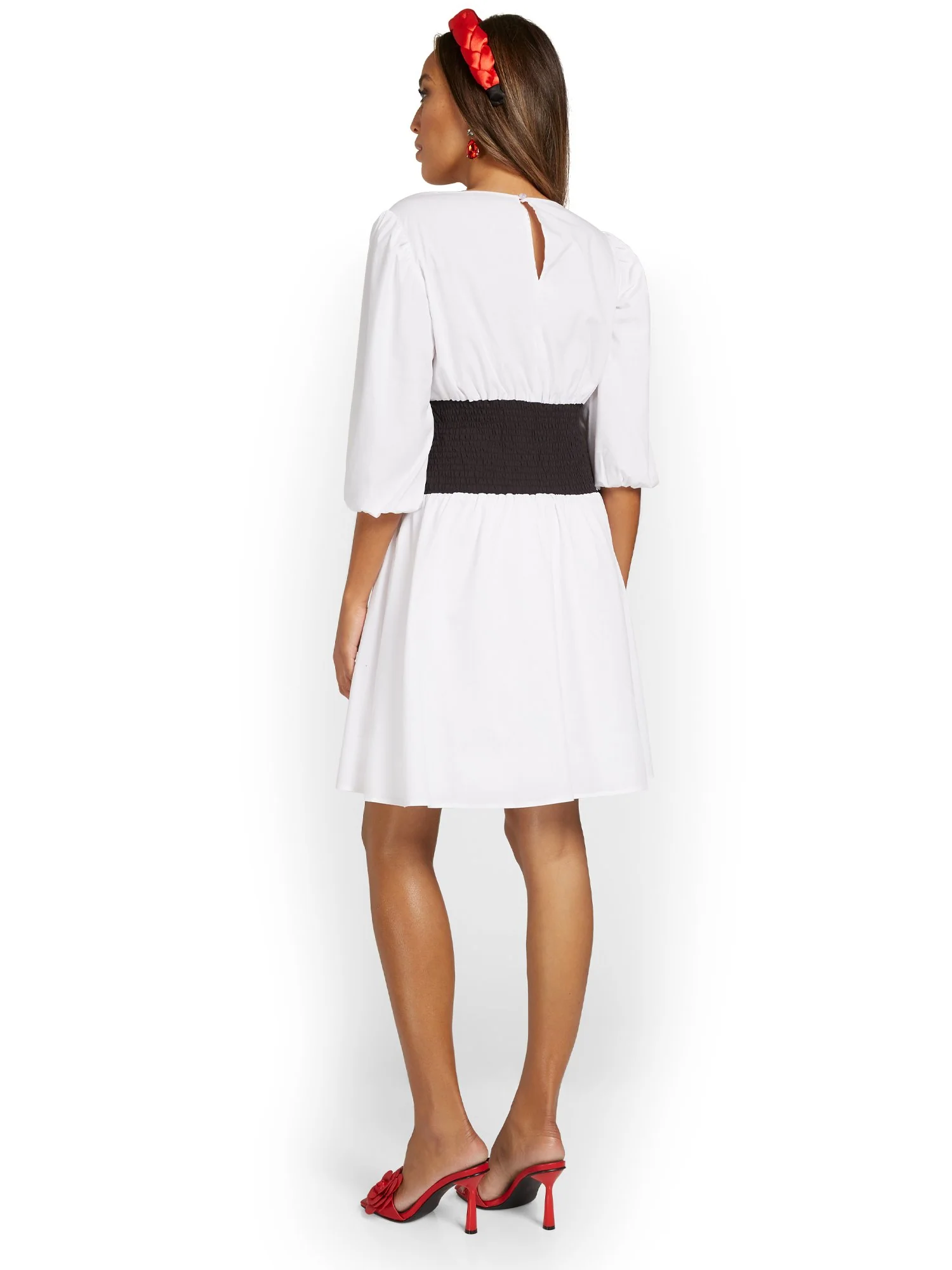 Corset-Waist Poplin Dress - Image 3