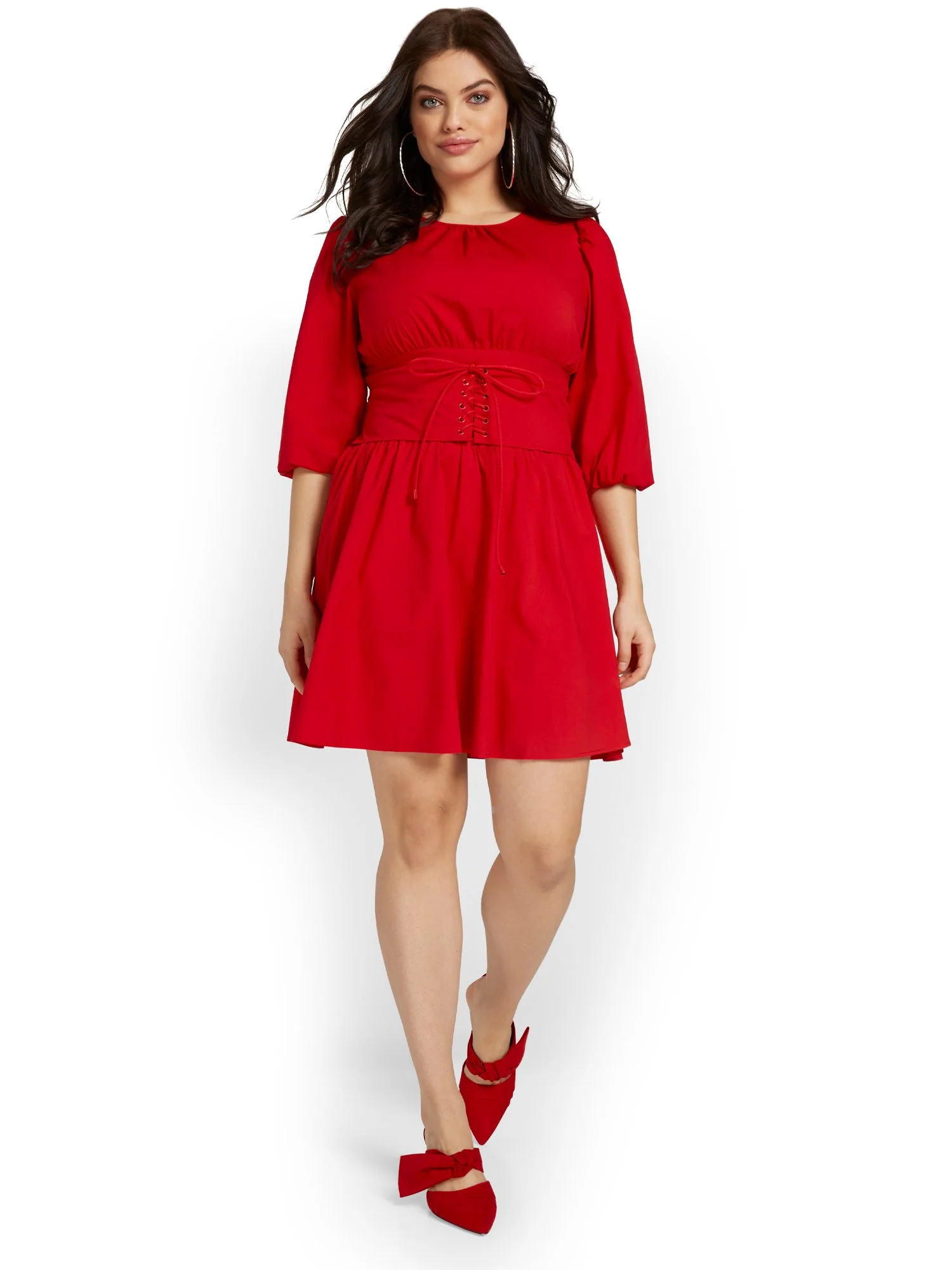 Corset-Waist Poplin Dress - Image 6