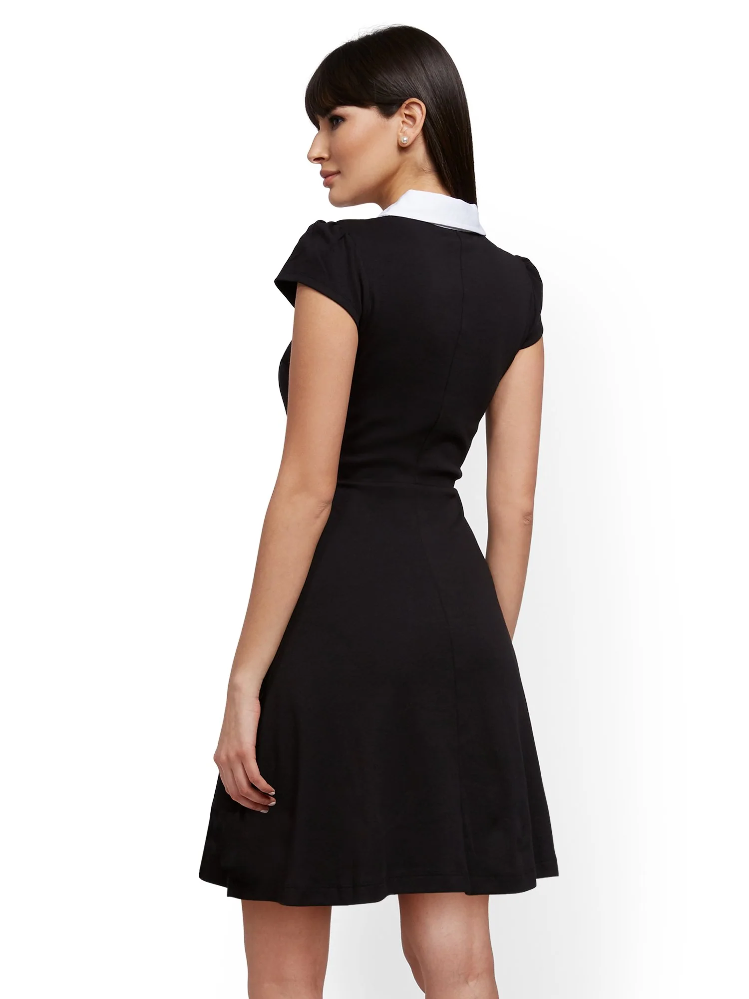 Cotton Collared Fit and Flare Dress - Image 3
